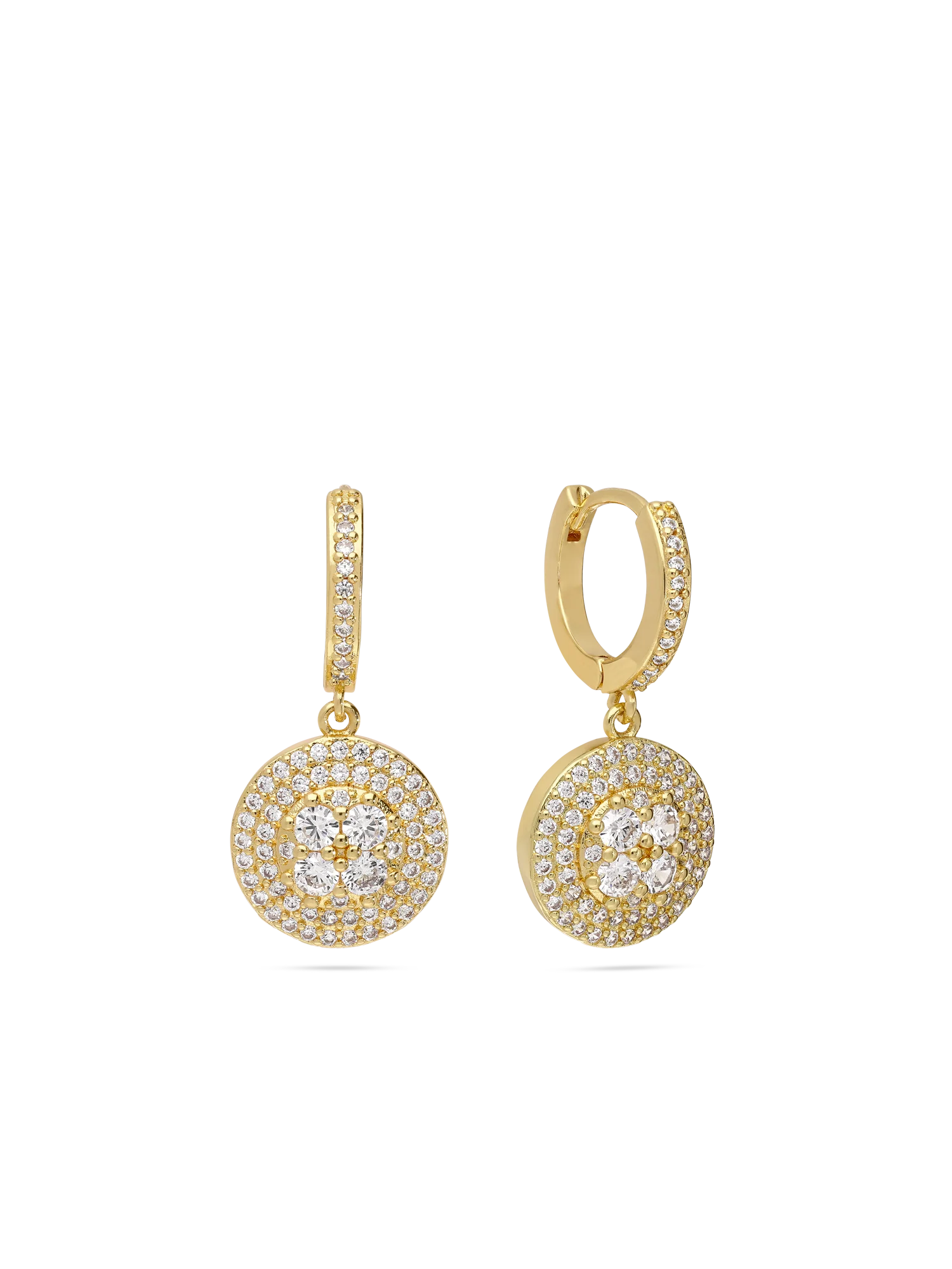 Pendentes banhados a ouro com zircónias