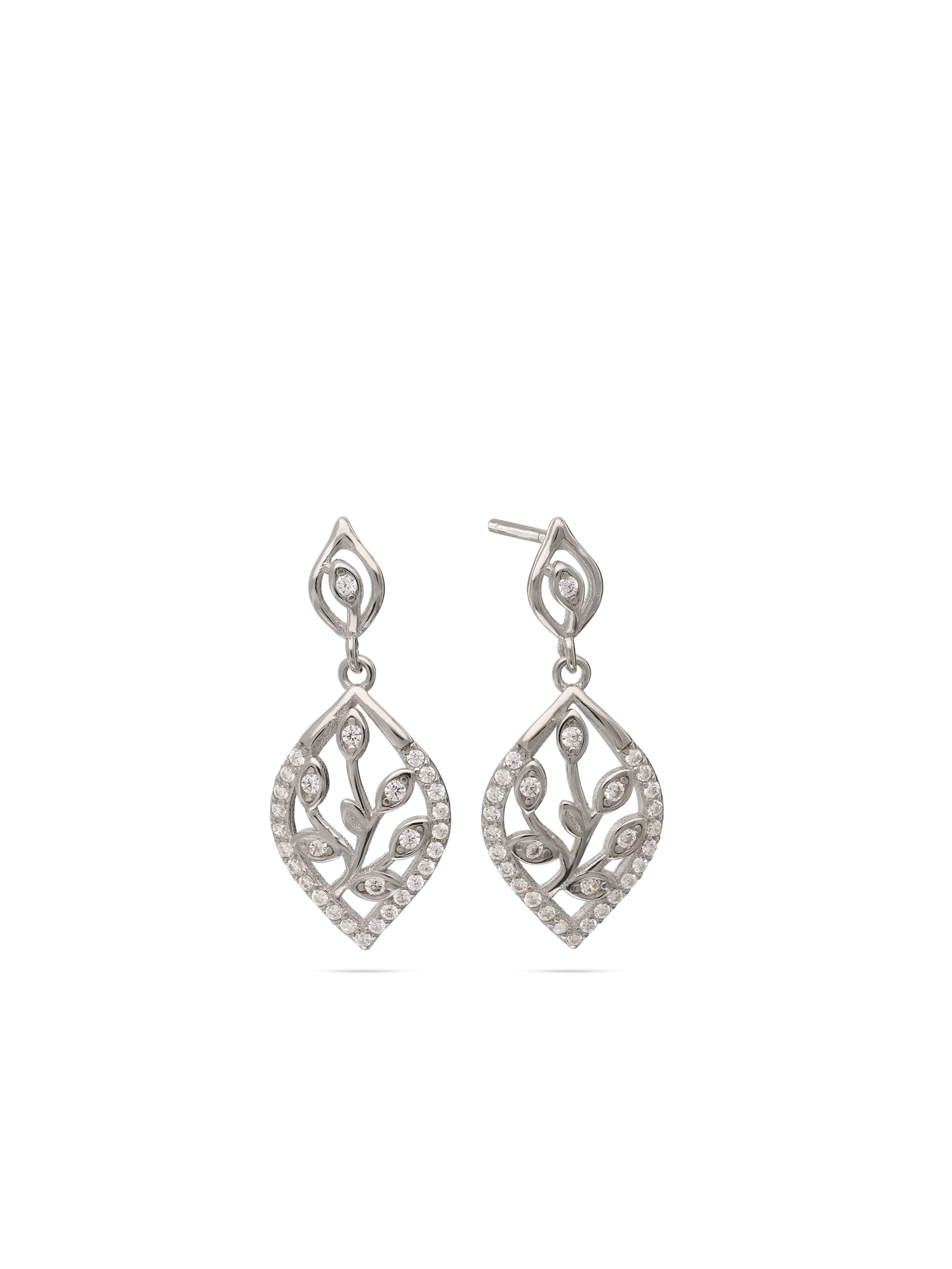 Pendentes flor em prata 925 com zircónia