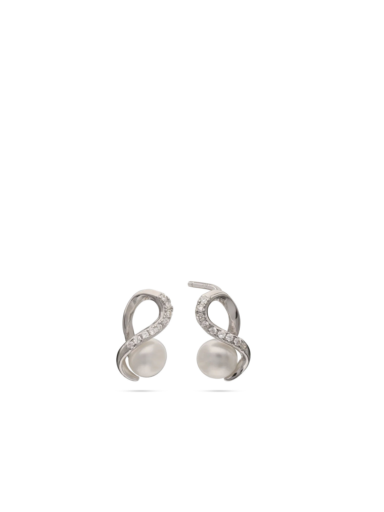 Pendentes em prata 925 com zircónia e pérola