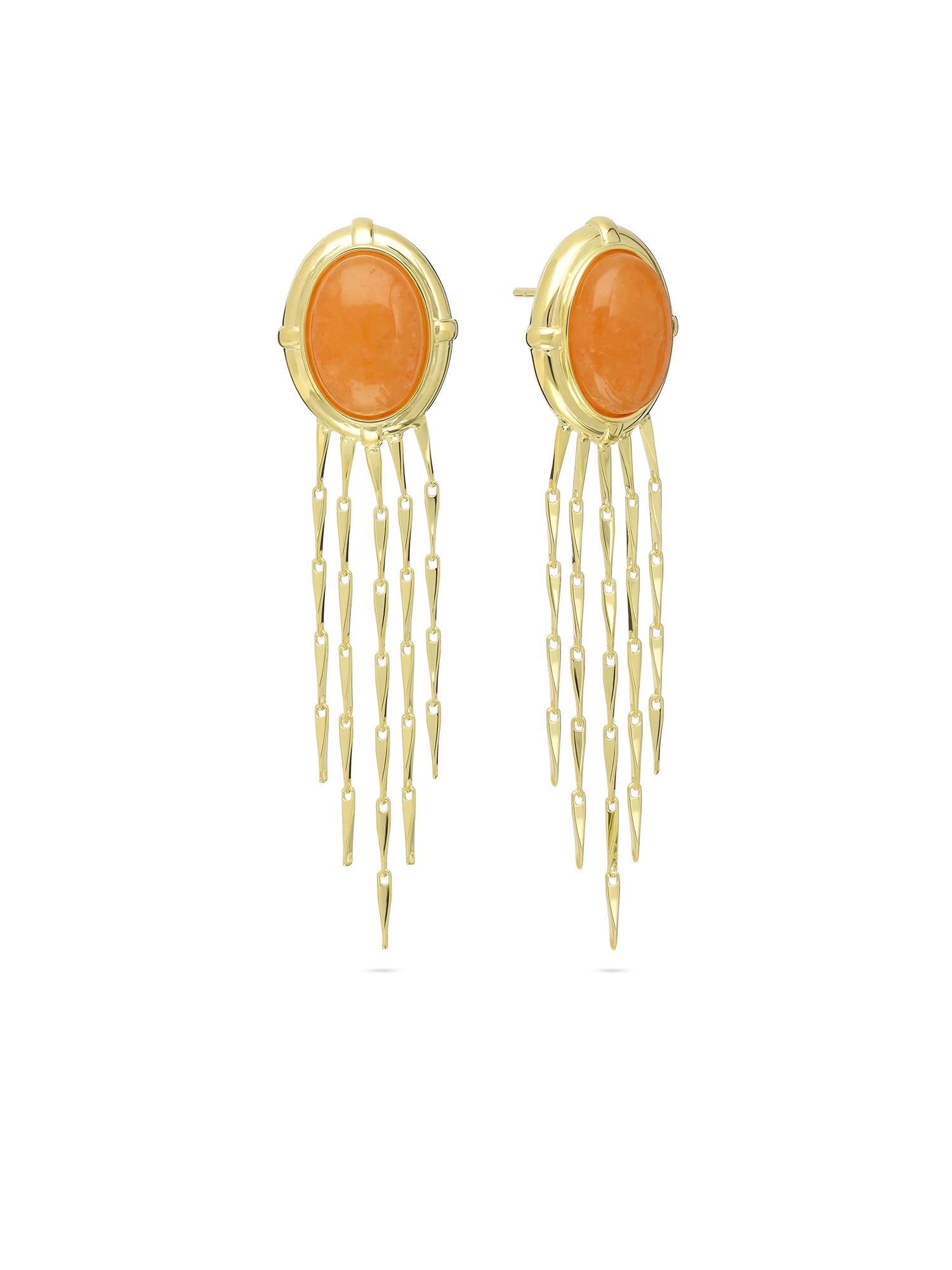 Pendentes banhado a ouro com aventurina laranja