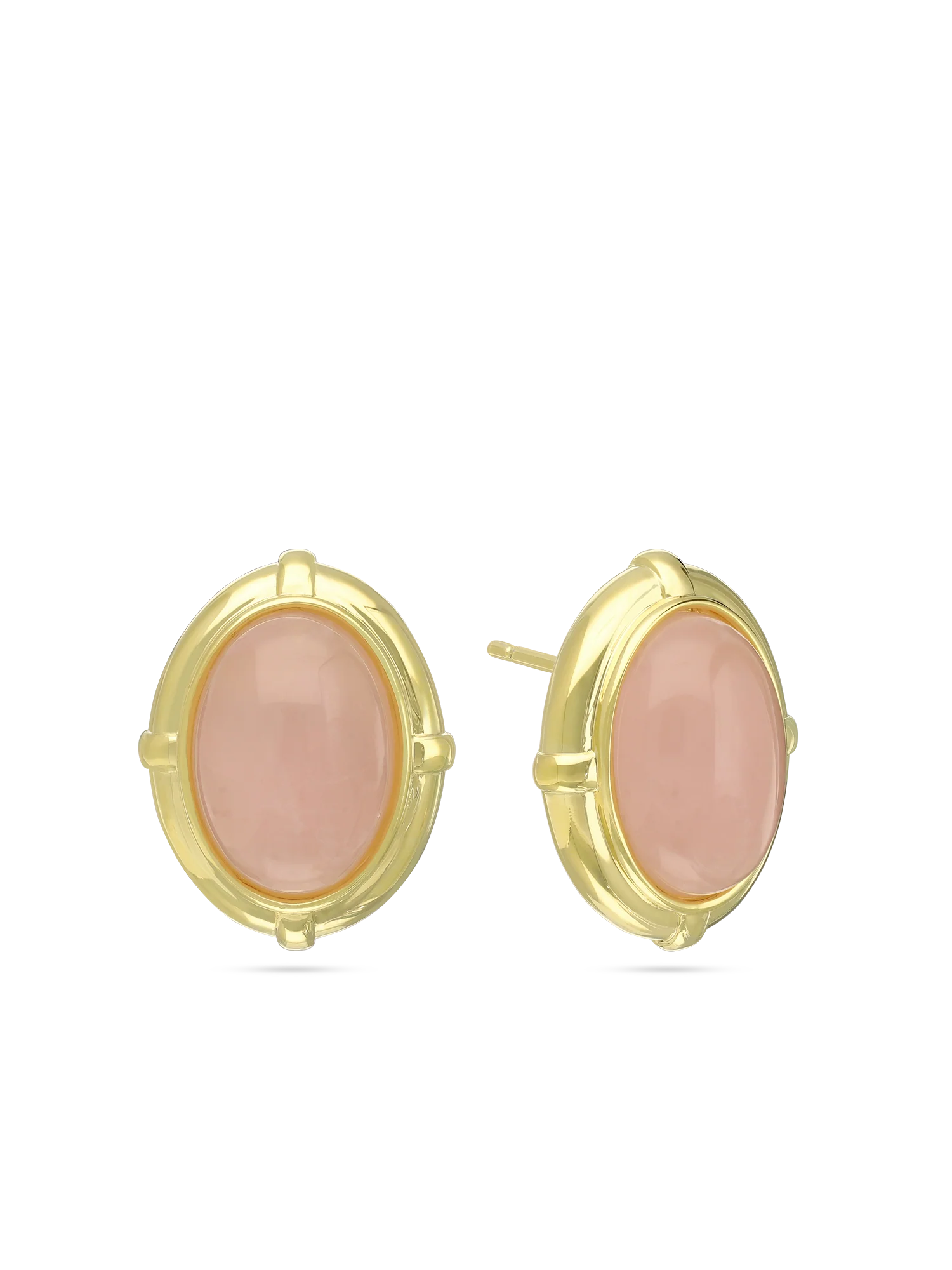 Brincos de placa vintage banhados a ouro com quartzo rosa