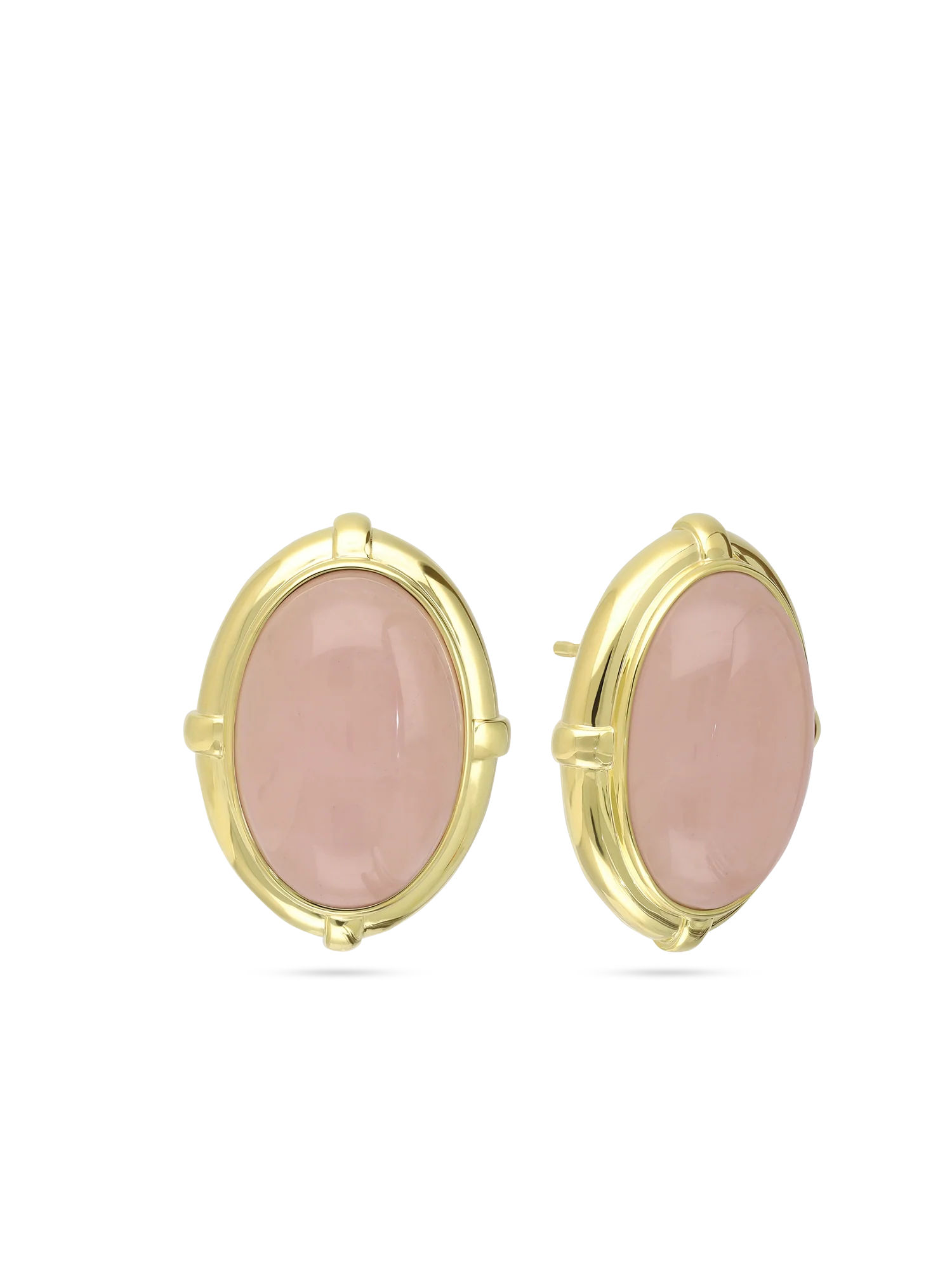 Brincos de placa vintage banhados a ouro com quartzo rosa