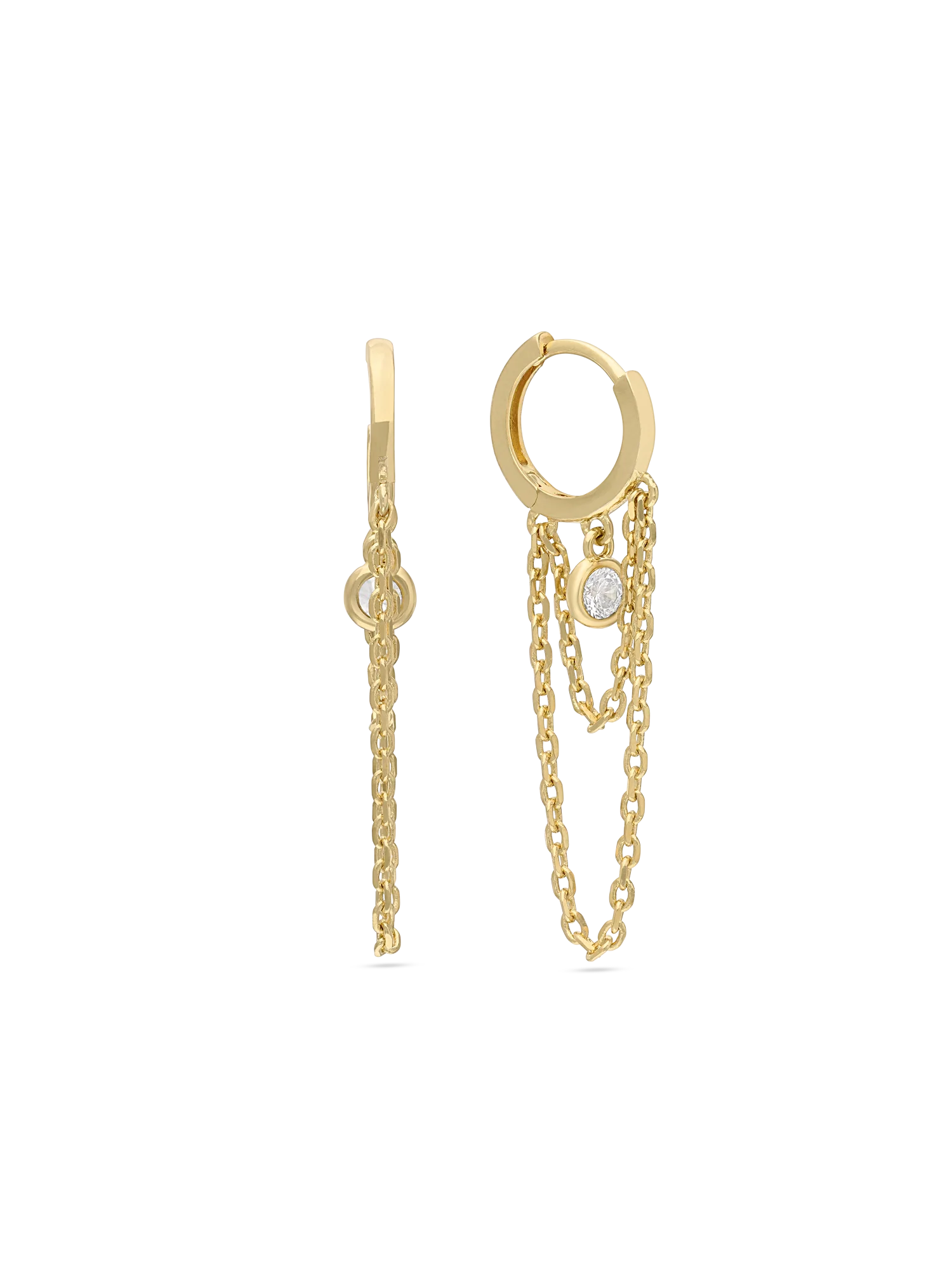 Pendentes banhados a ouro com zircónia