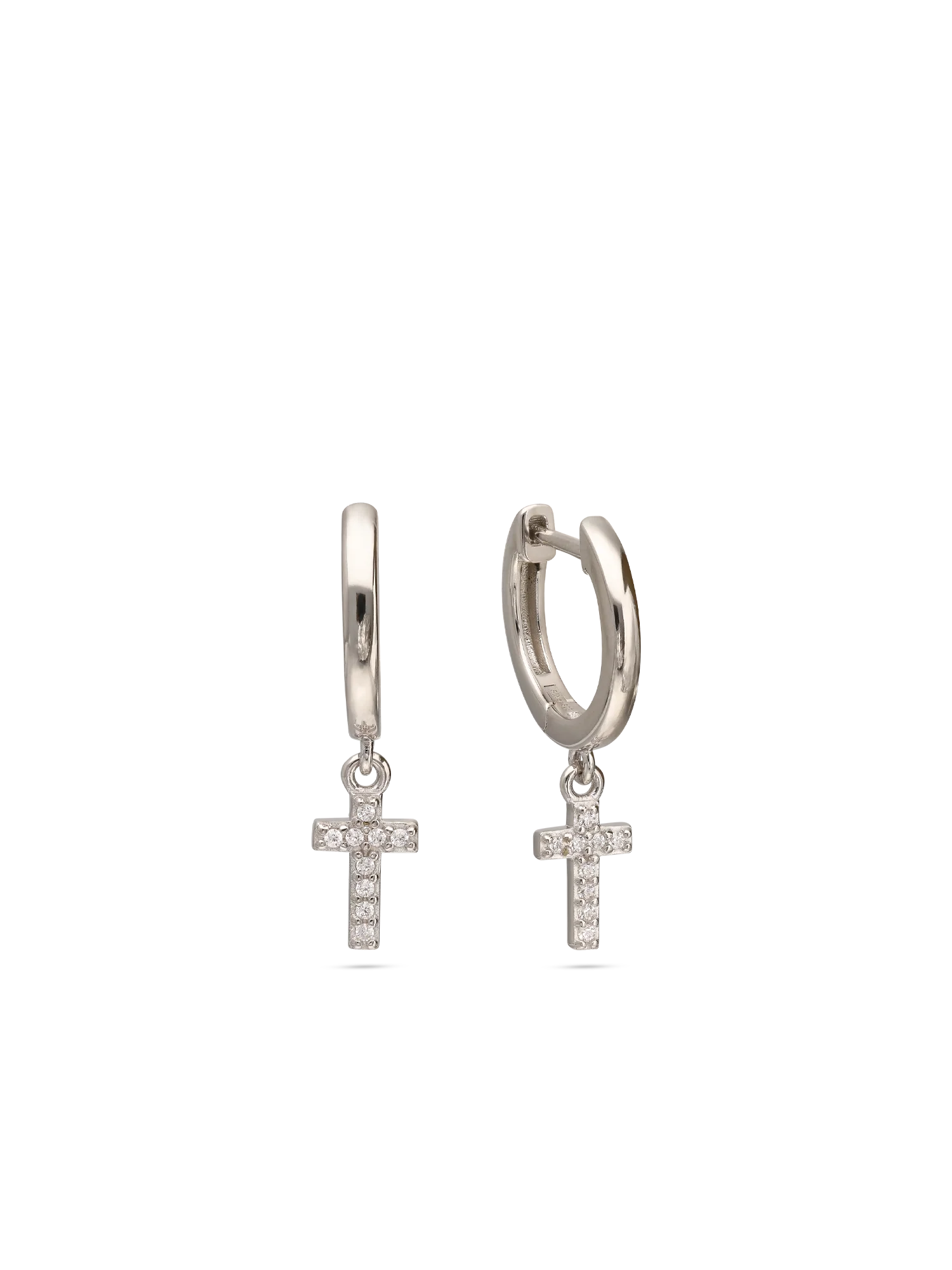 Argolas cruz em prata 925 com zircónia