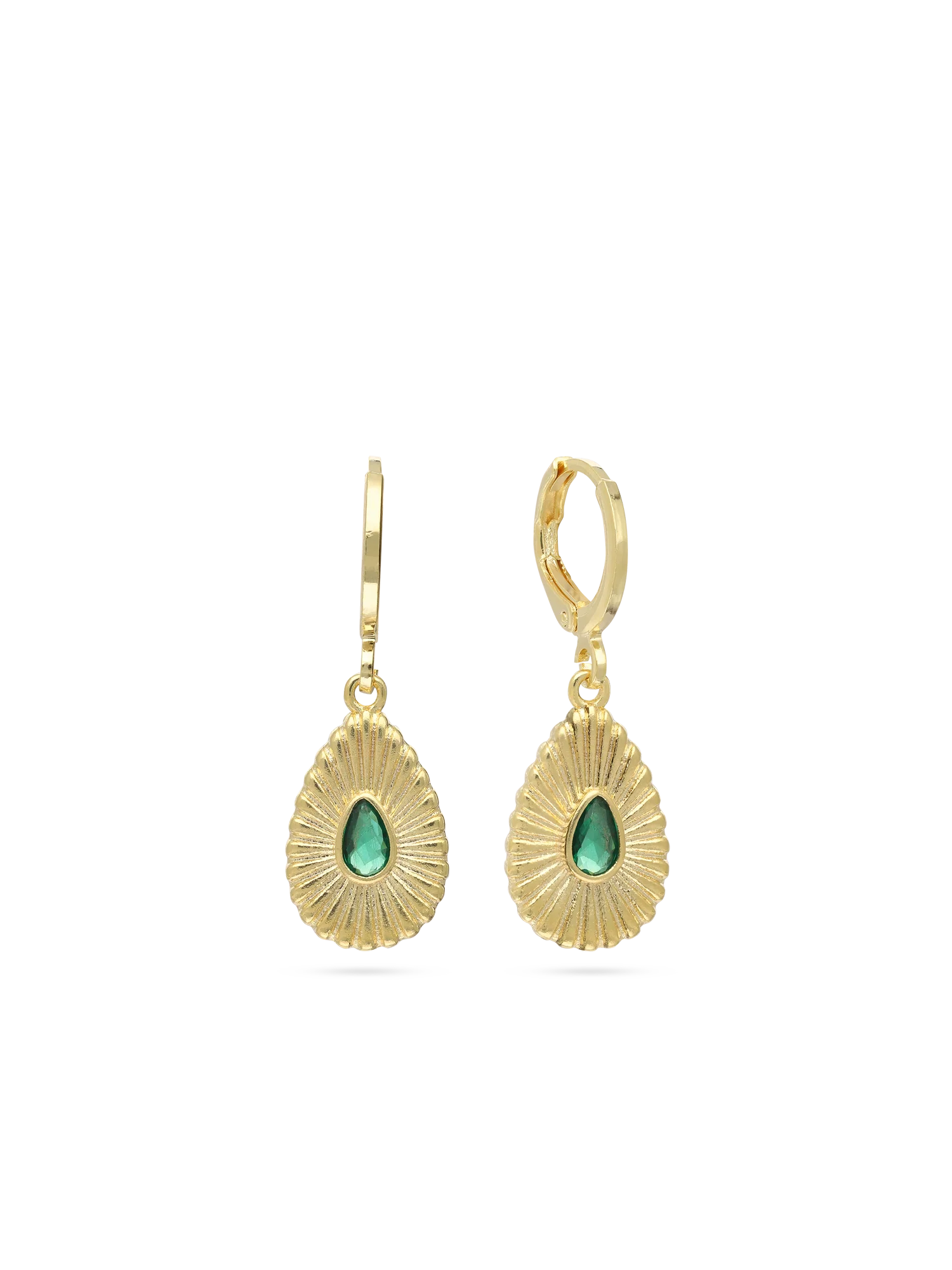 Pendentes banhados a ouro com vidro cristal verde