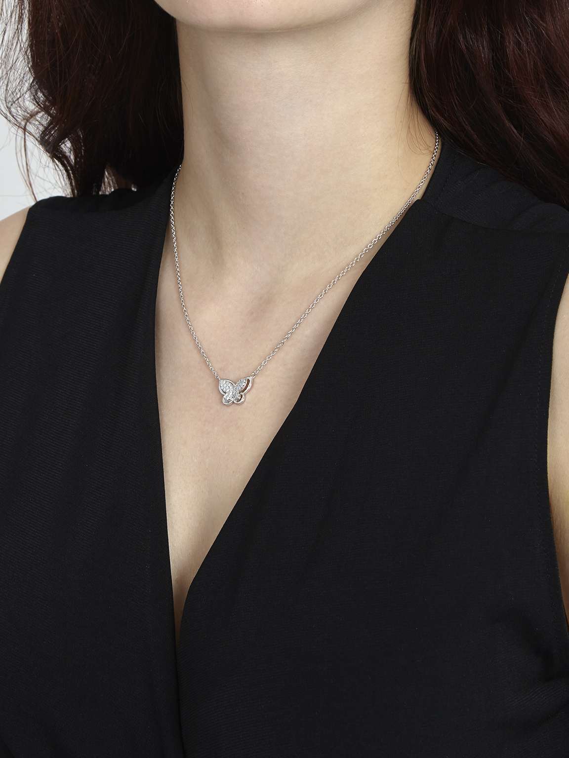 Fio com pendente borboleta em prata 925 com zircónias - Image 3
