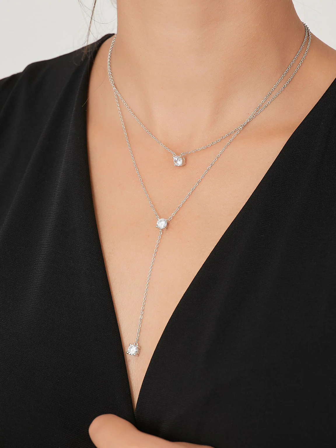 Colar duplo em prata 925 com zircónias - Image 2