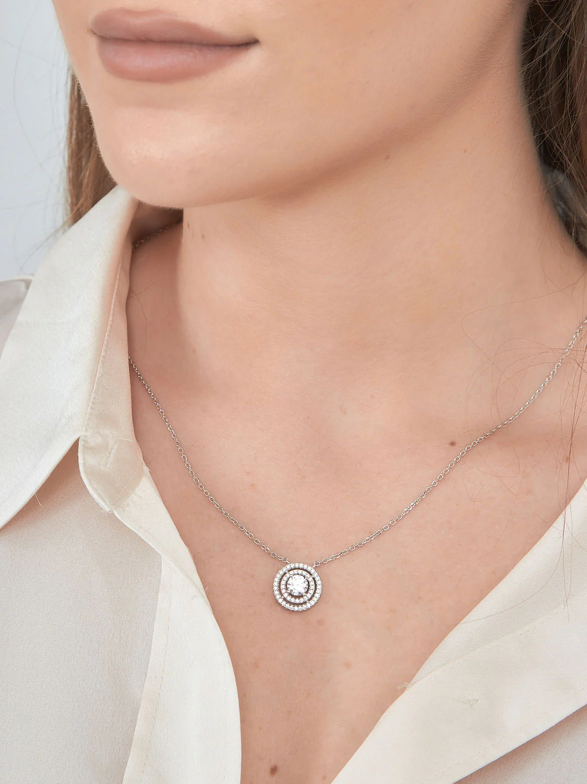 Fio com pendente em prata 925 com zircónias - Image 3