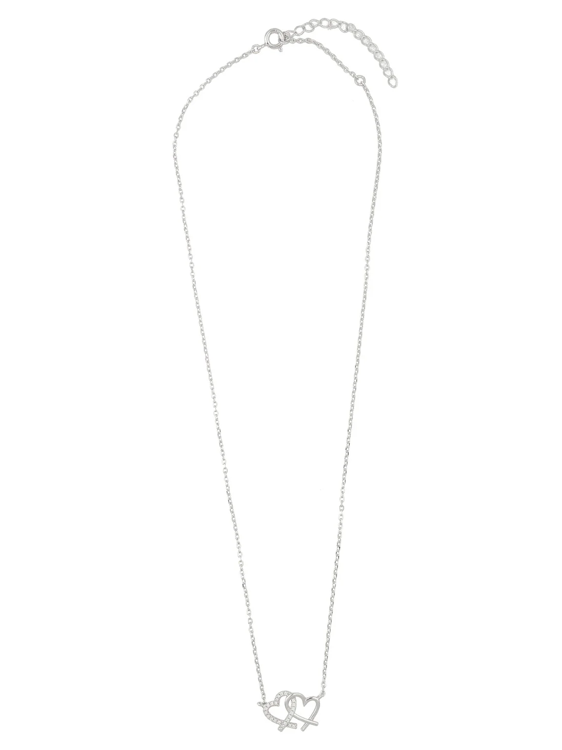 Fio com pendente corações em prata 925 com zircónias - Image 2