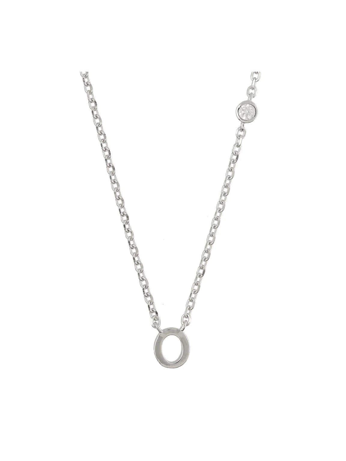 Fio com pendente "O" em prata 925 com zircónia