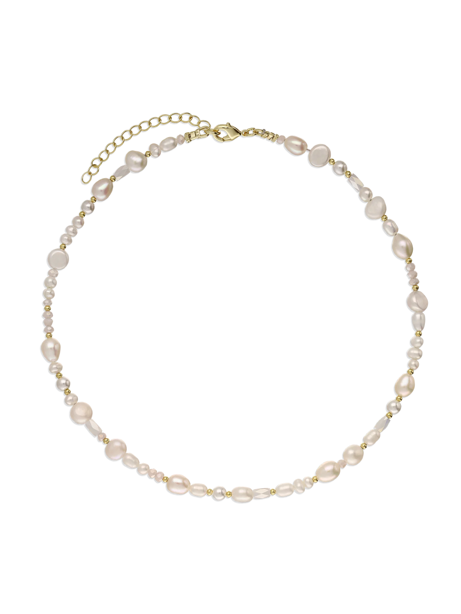 Colar choker banhado a ouro com pérolas e madrepérolas