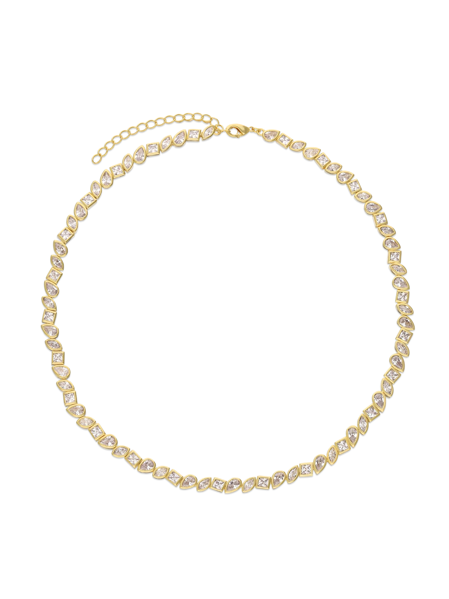 Colar de tenis banhado a ouro com zircónia
