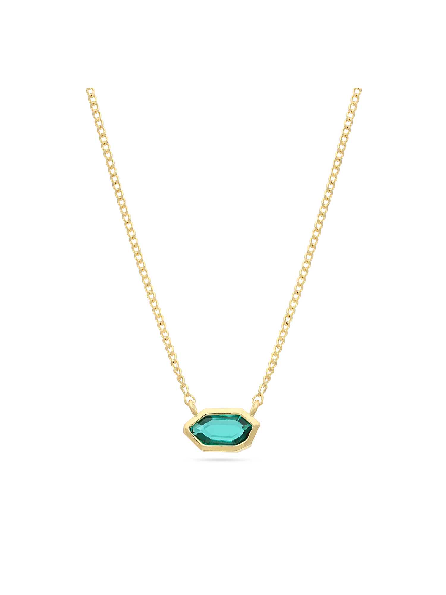 Fio com pendente banhado a ouro com cristal verde
