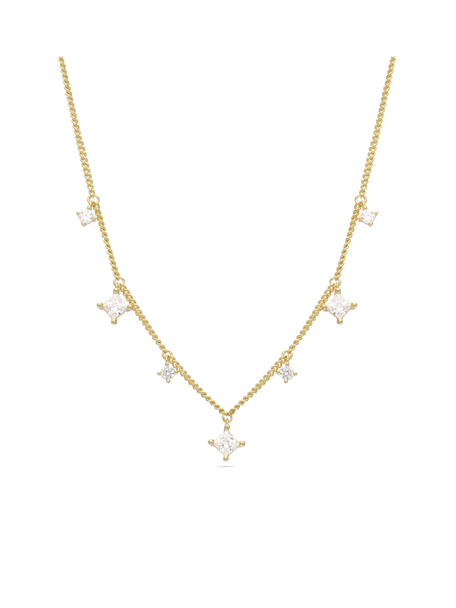 Colar com charms banhado a ouro com zircónias