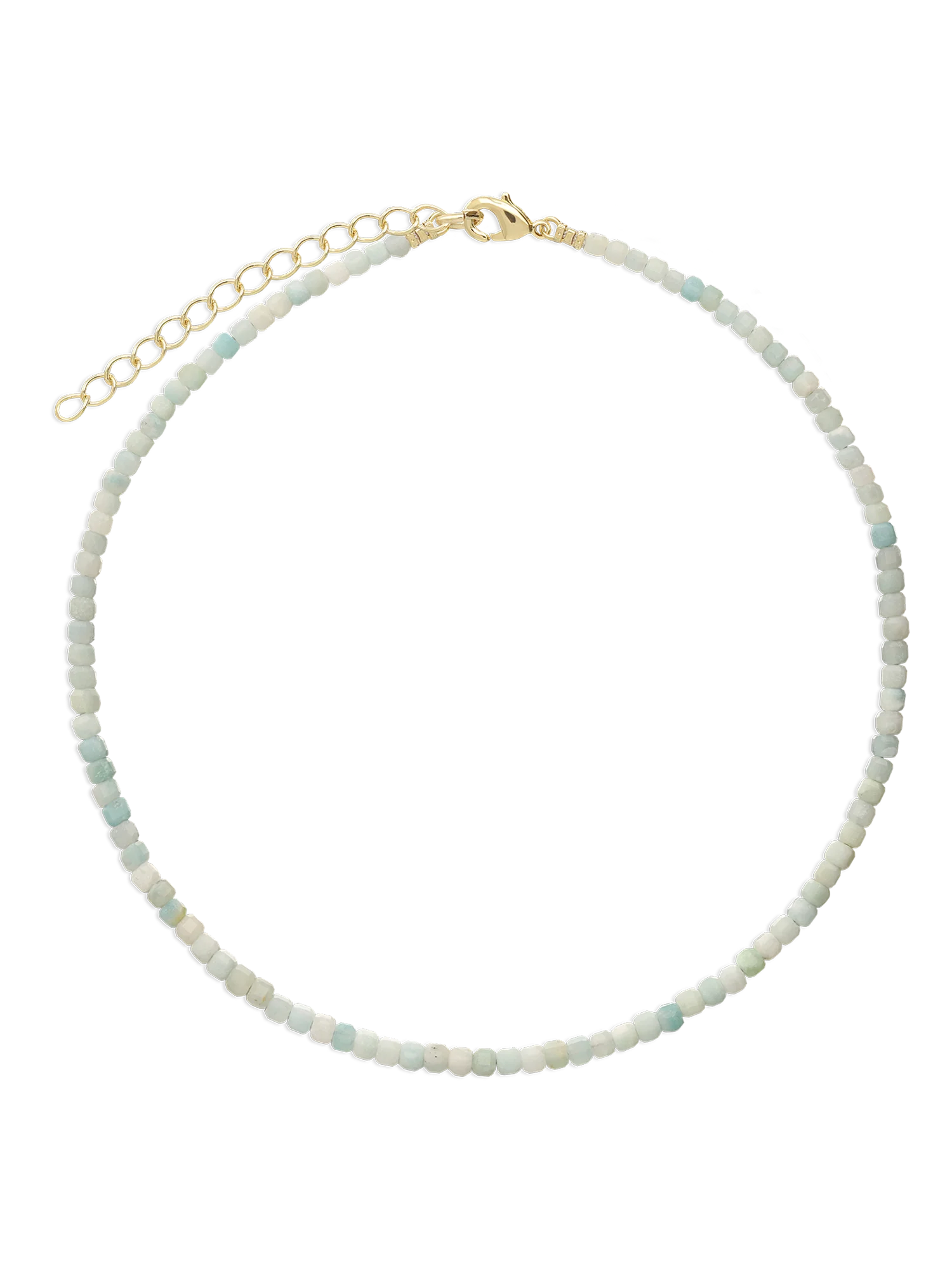 Colar choker banhado a ouro com água-marinha