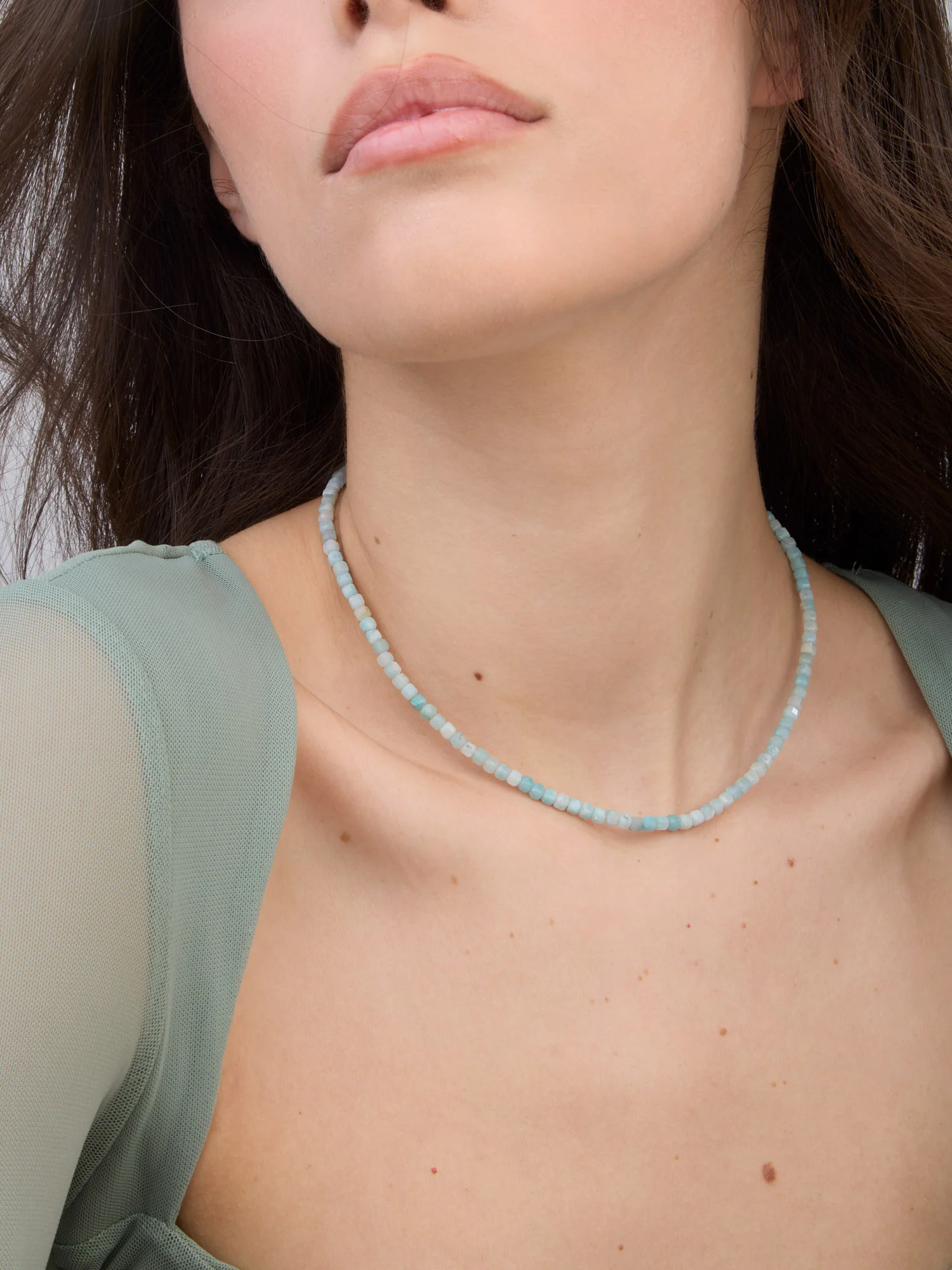 Colar choker banhado a ouro com água-marinha - Image 2
