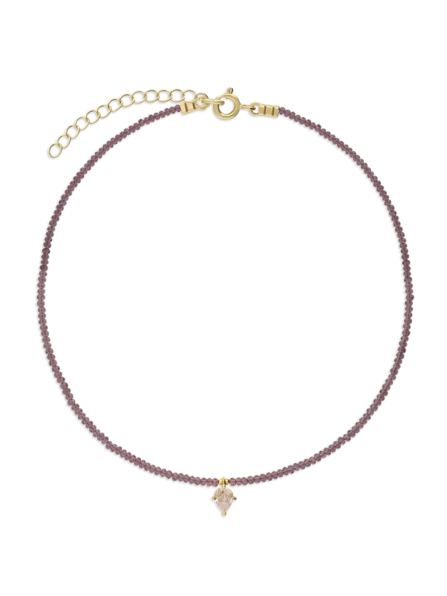 Colar choker banhado a ouro com zircónia e cristal violeta