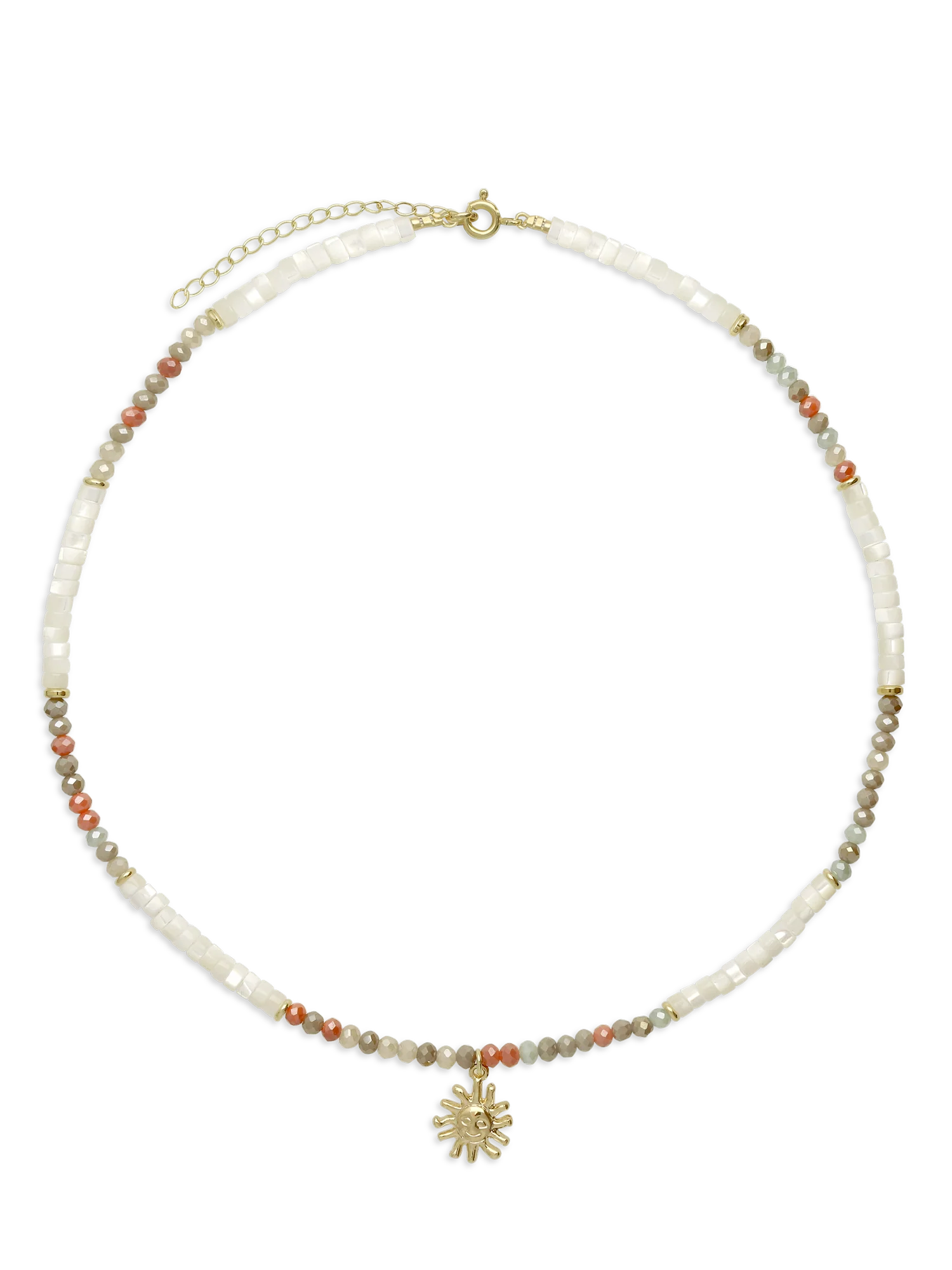 Colar choker banhado a ouro com madrepérola e cristal swarovski colorido