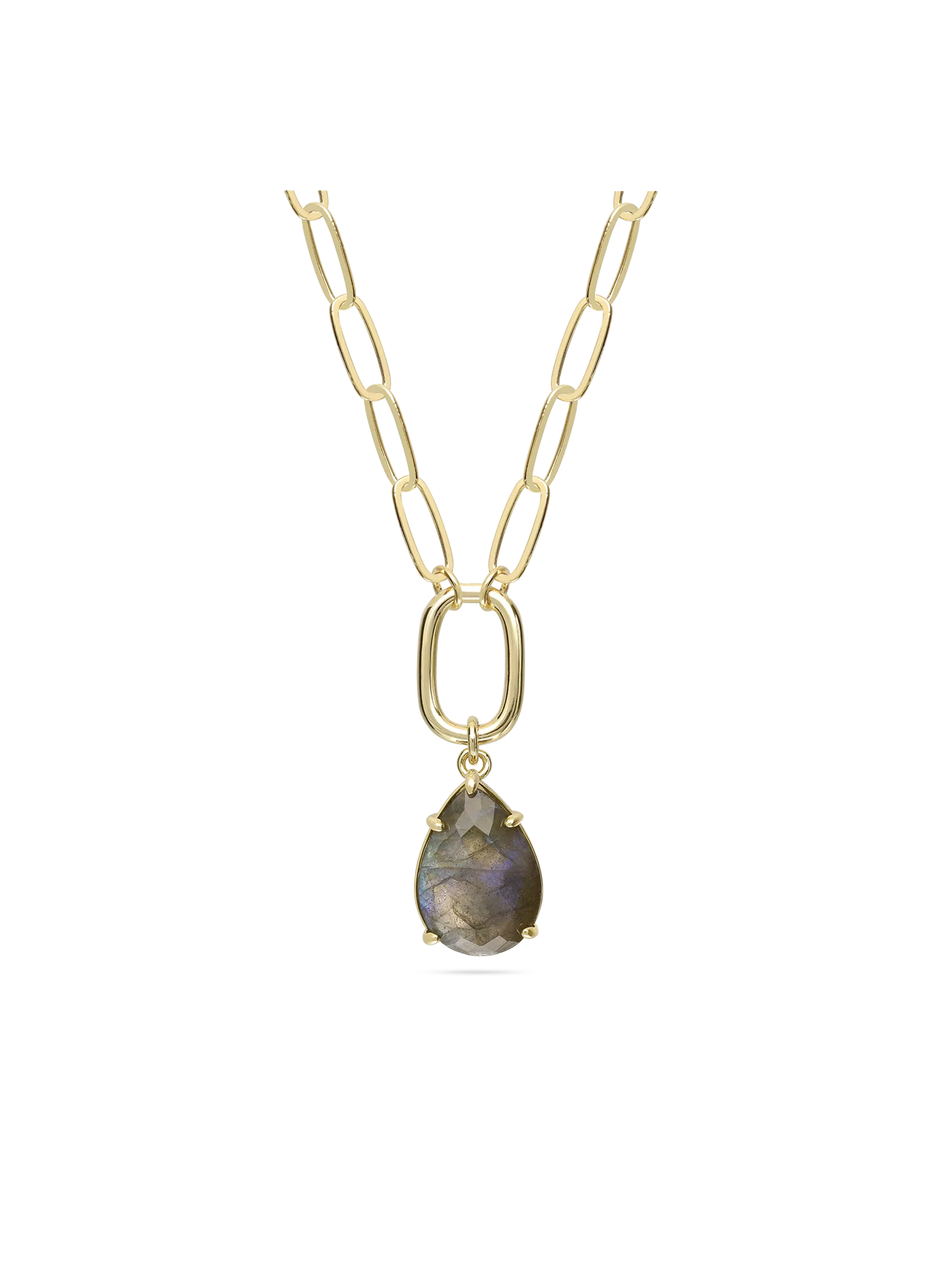 Fio com pendente banhado a ouro com labradorite verde