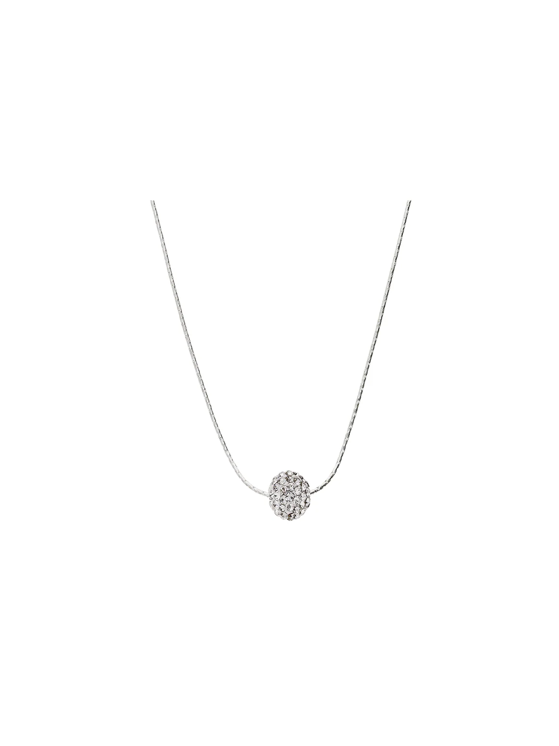 Fio com pendente esfera em prata 925 com zircónias