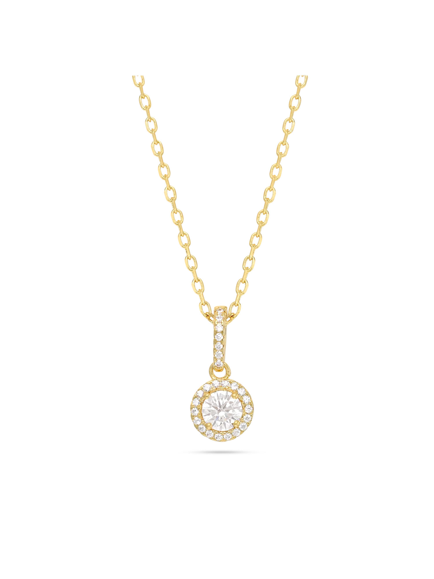 Fio com pendente banhado a ouro com zircónia