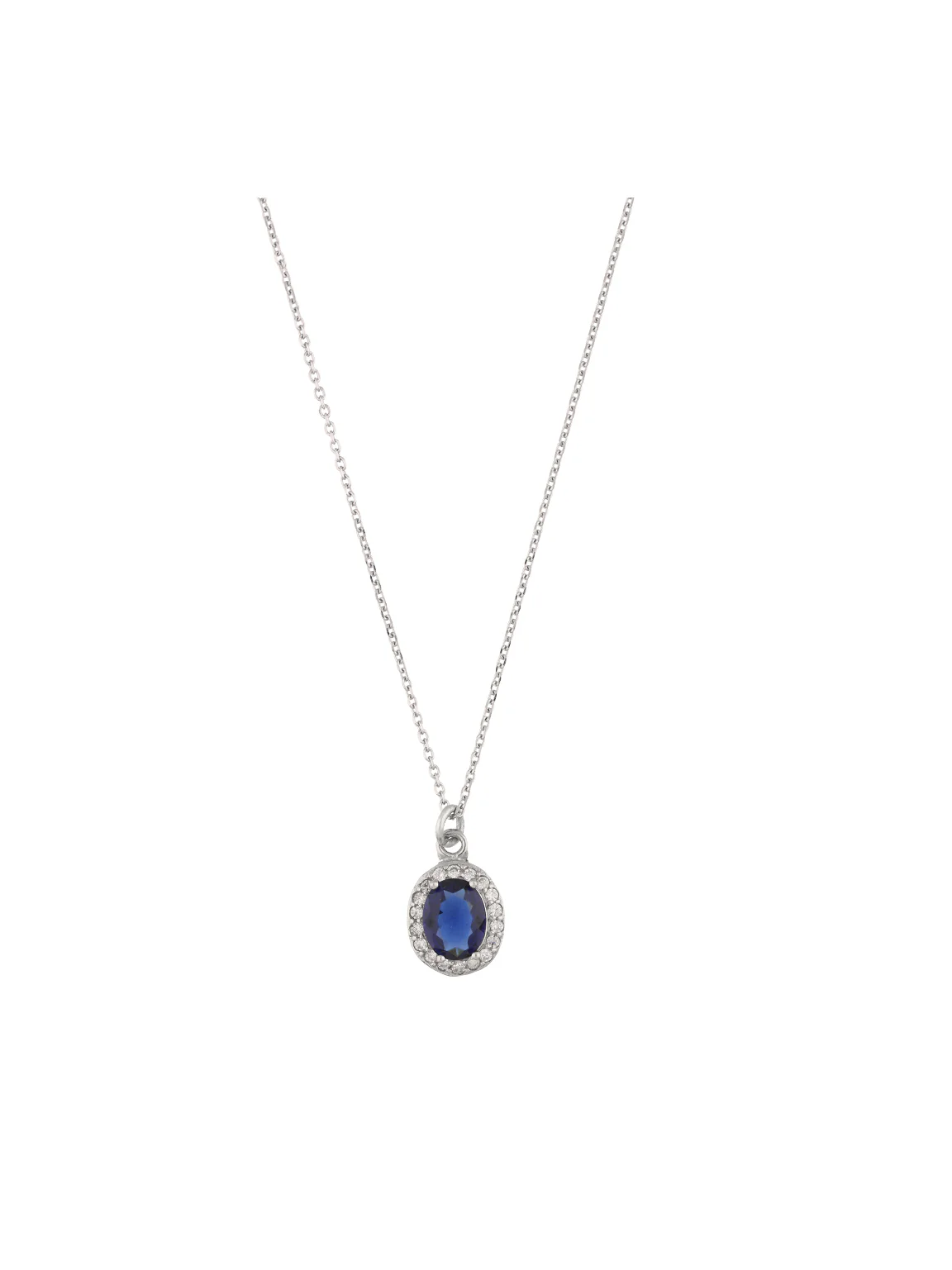 Fio com pendente em prata 925 com zircónia azul