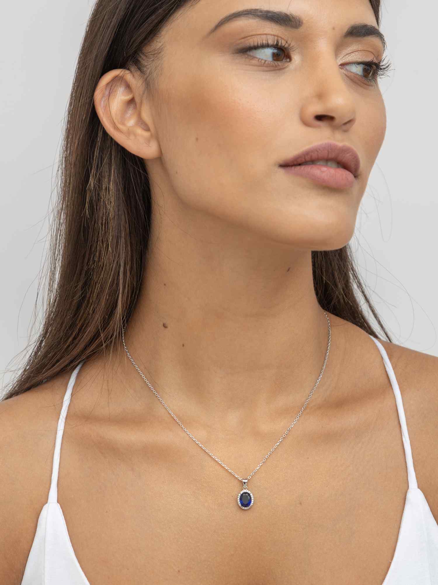 Fio com pendente em prata 925 com zircónia azul - Image 3