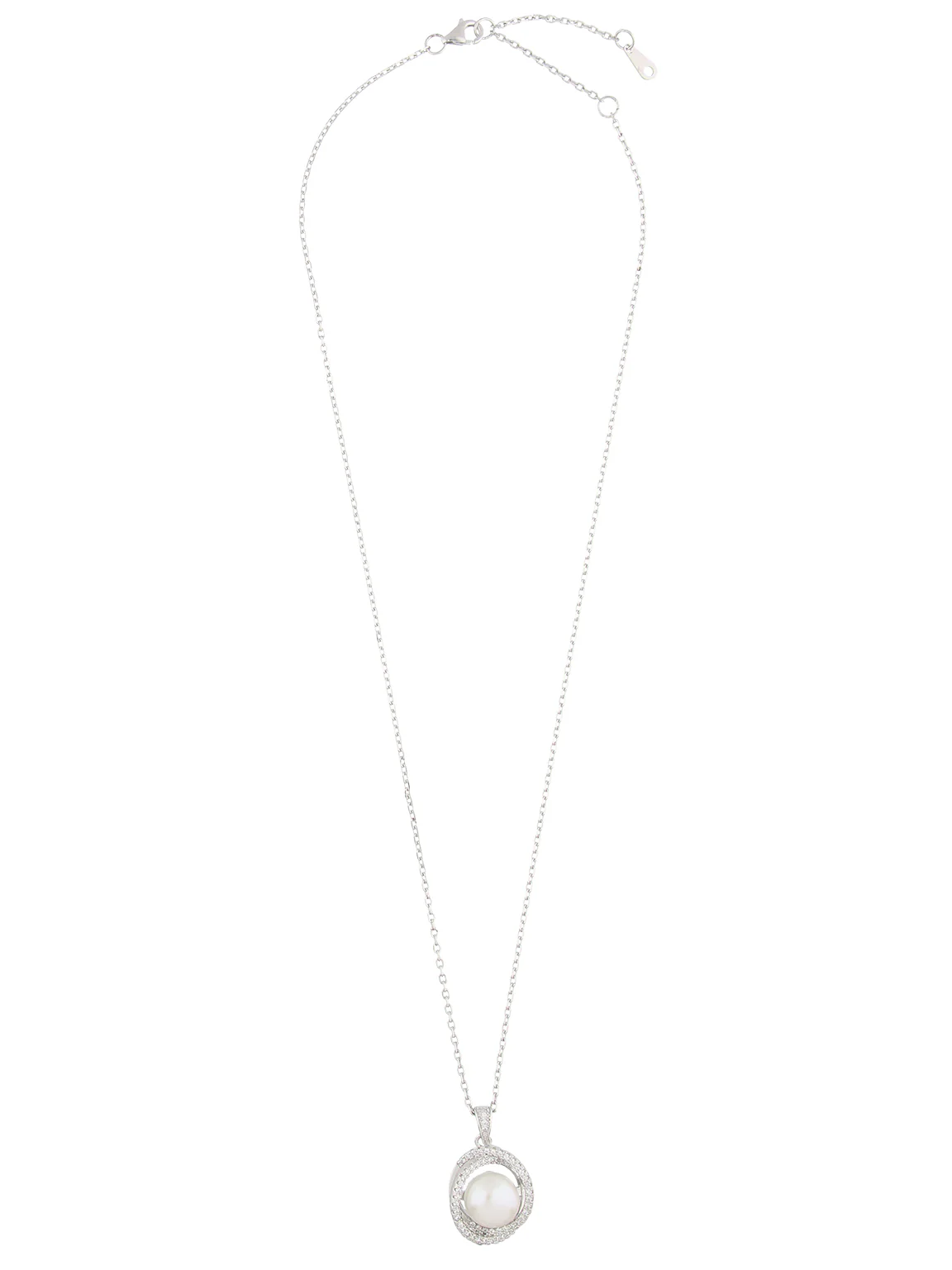 Fio com pendente em prata 925 com zircónias e pérola - Image 2