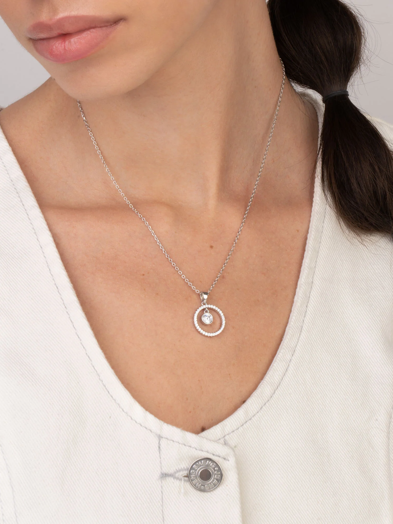 Fio com pendente em prata 925 com zircónias - Image 3