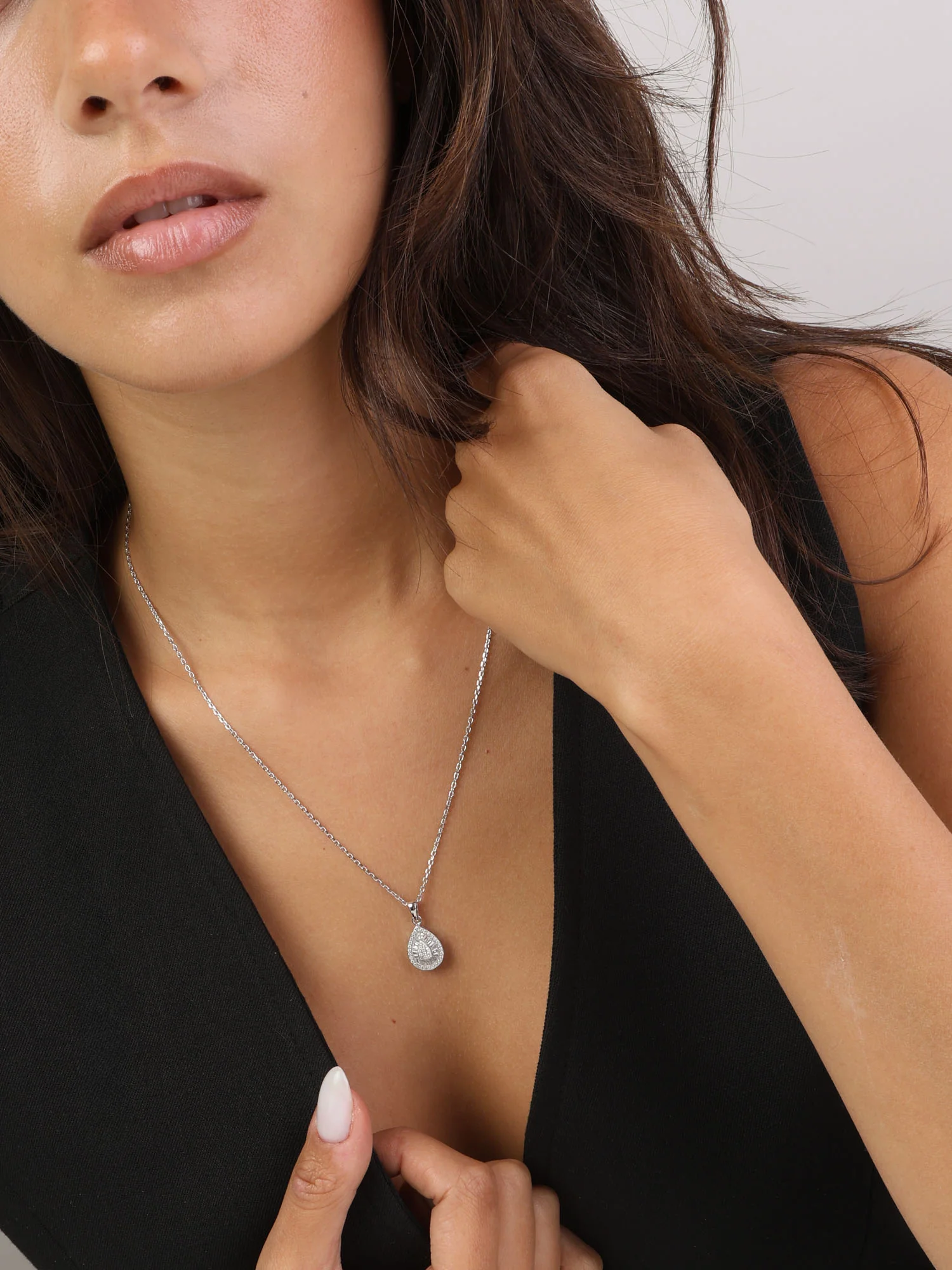 Fio com pendente em prata 925 com zircónias - Image 2