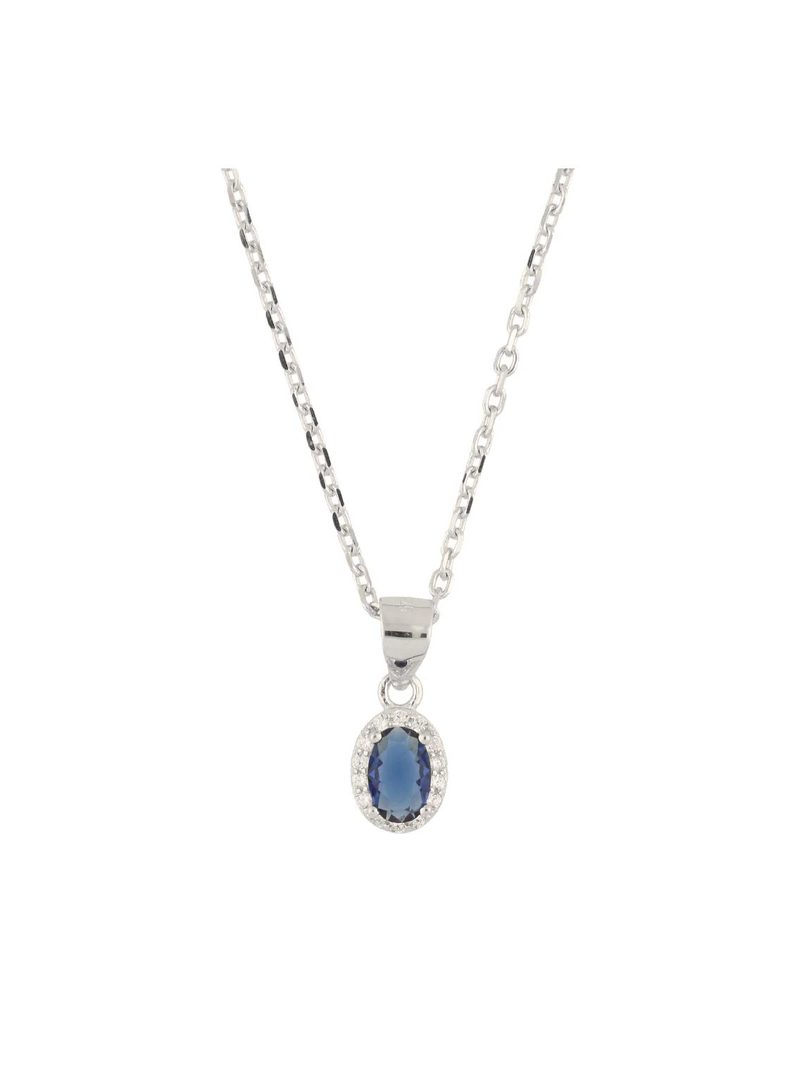 Fio com pendente em prata 925 com zircónias azul