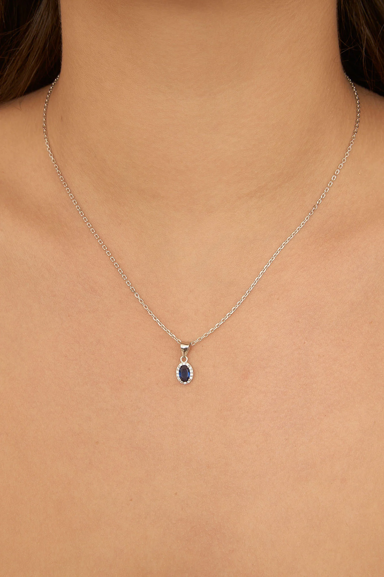 Fio com pendente em prata 925 com zircónias azul - Image 3