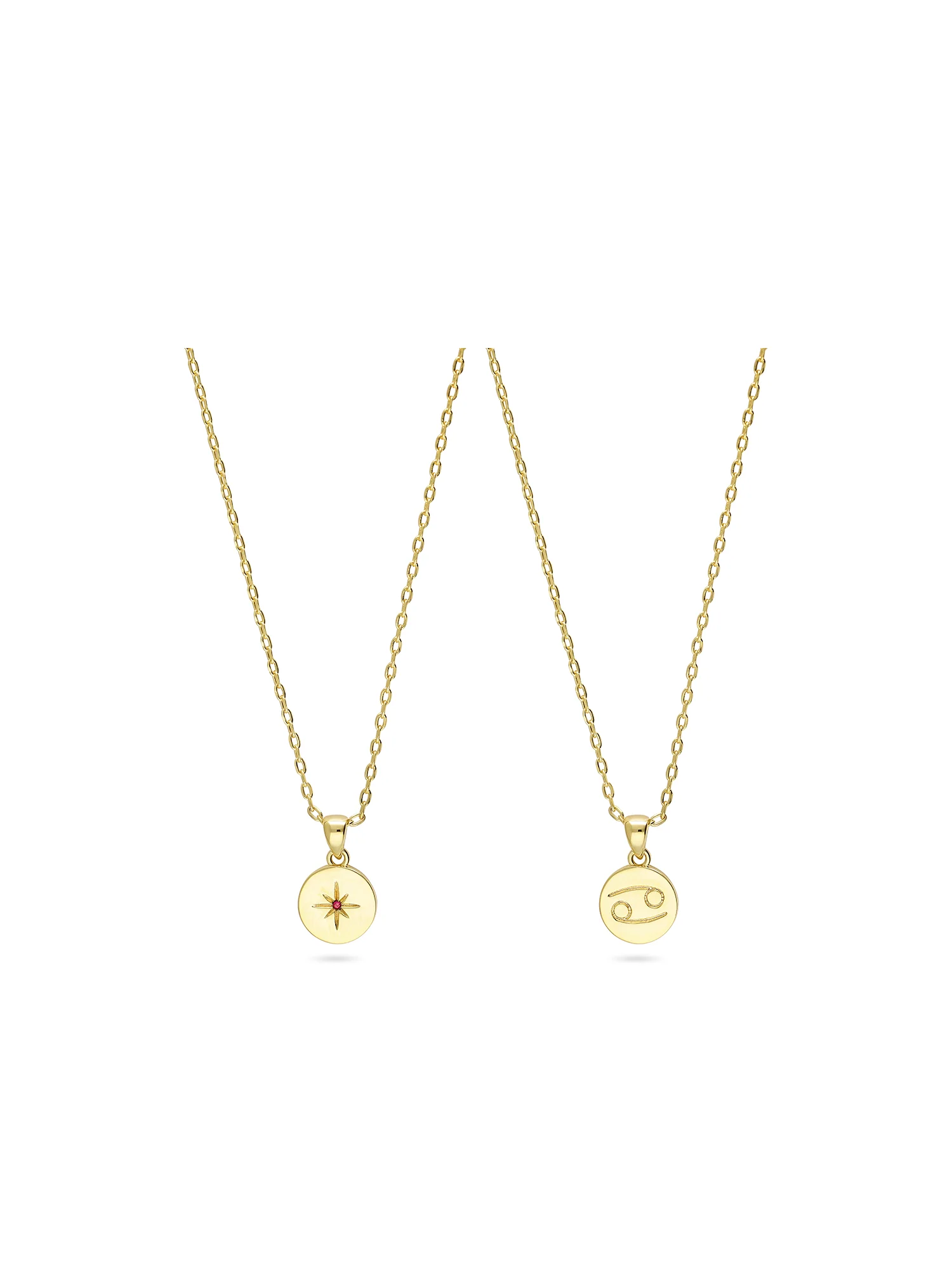 Fio com pendente do signo Caranguejo banhado a ouro
