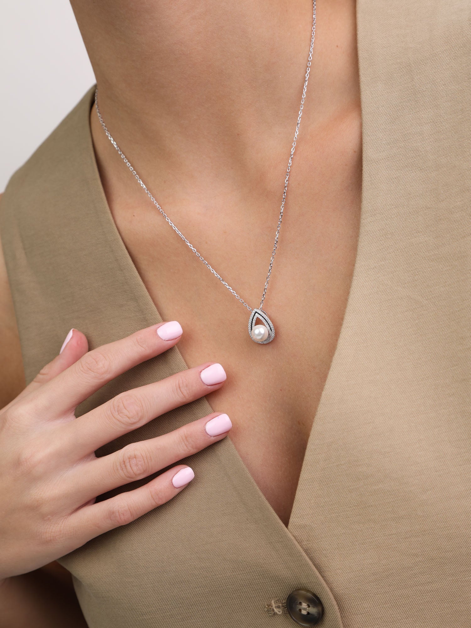 Fio com pendente lágrima em prata 925 com zircónias, esmalte e swarovski - Image 2