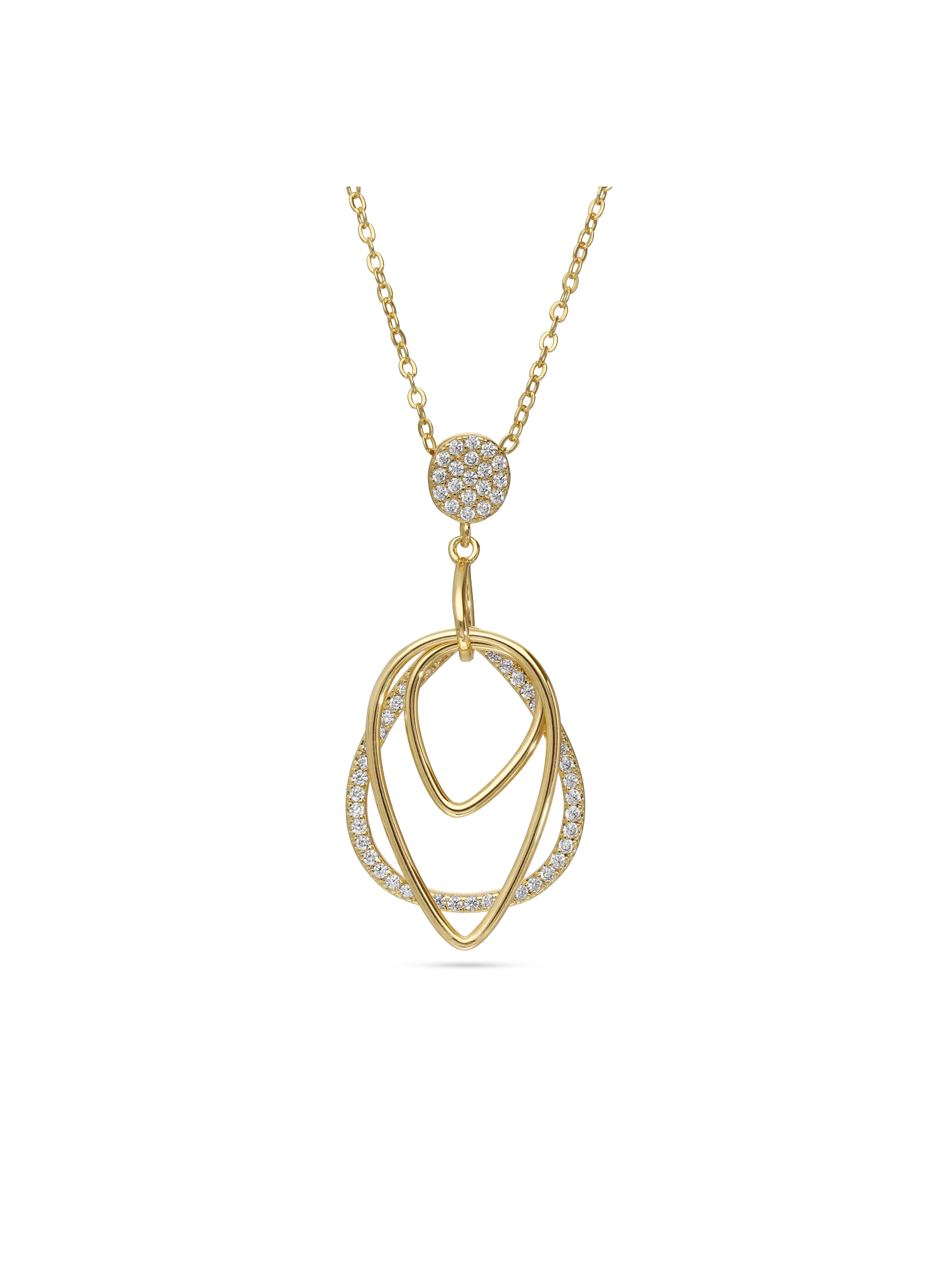 Fio com pendente banhado a ouro com zircónias