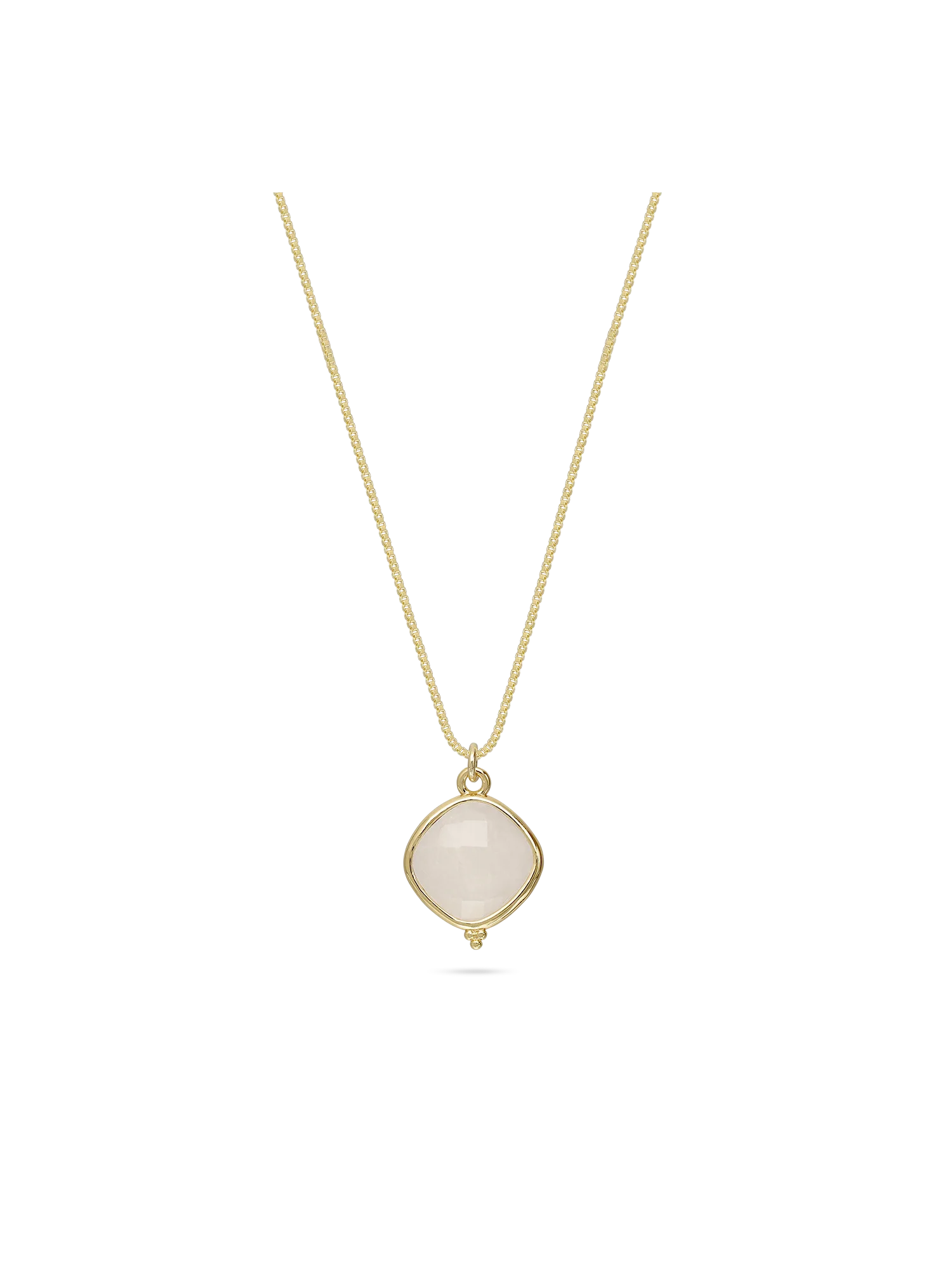 Fio com pendente banhado a ouro com quartzo branco