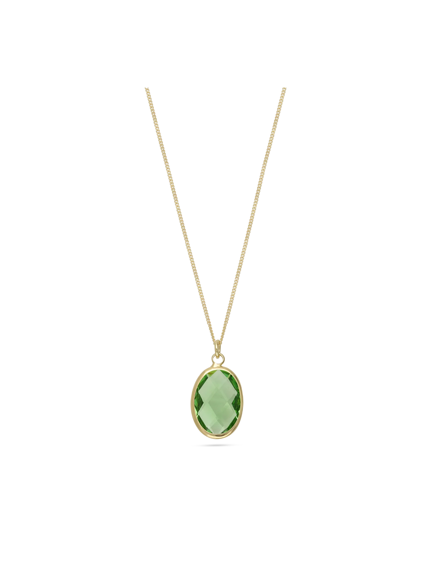 Fio com pendente banhado a ouro com cristal verde
