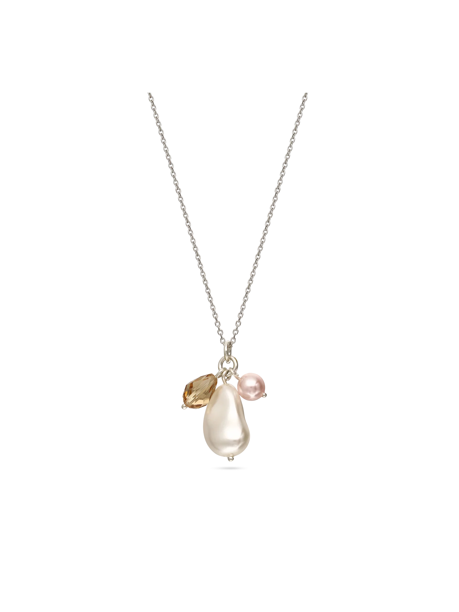 Fio com pendente em prata 925 com pérolas e cristais Swarovski coloridos