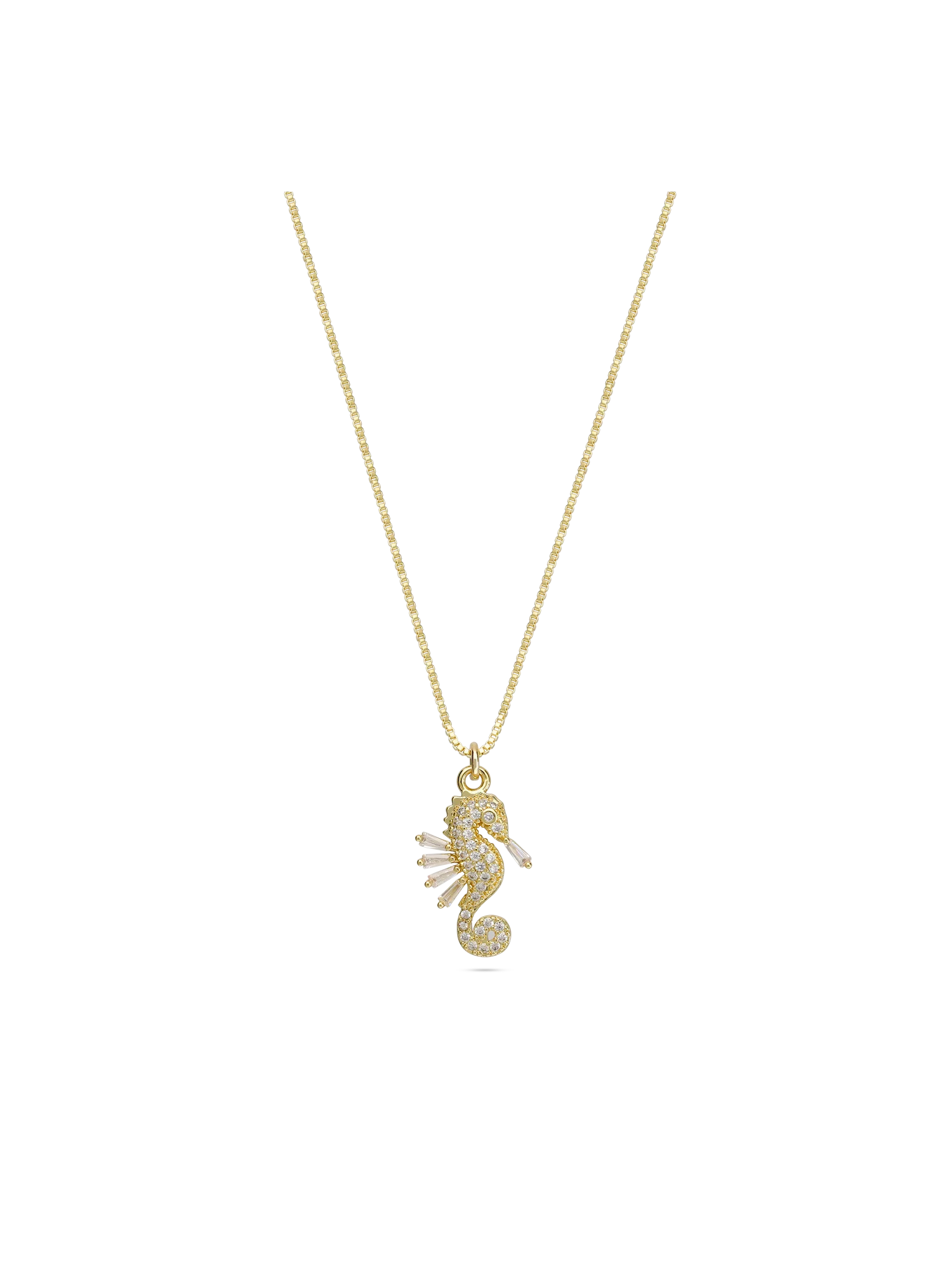 Fio com pendente banhado a ouro com zircónia