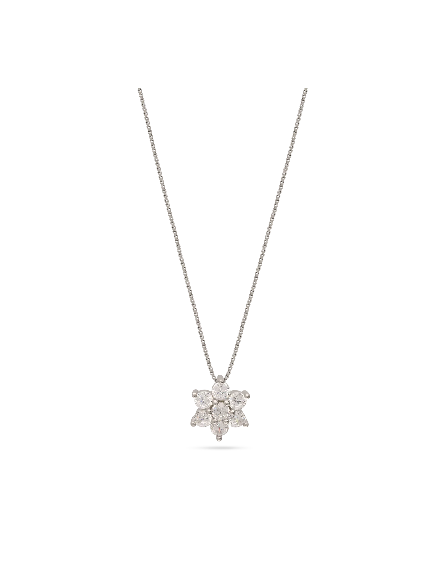 Fio com pendente flor em prata 925 com zircónia