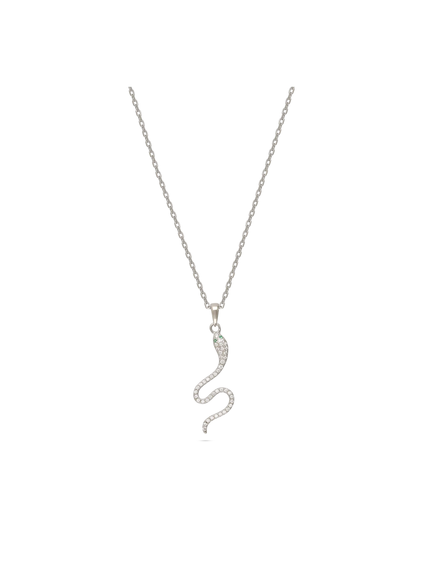 Fio com pendente cobra em prata 925 com zircónia