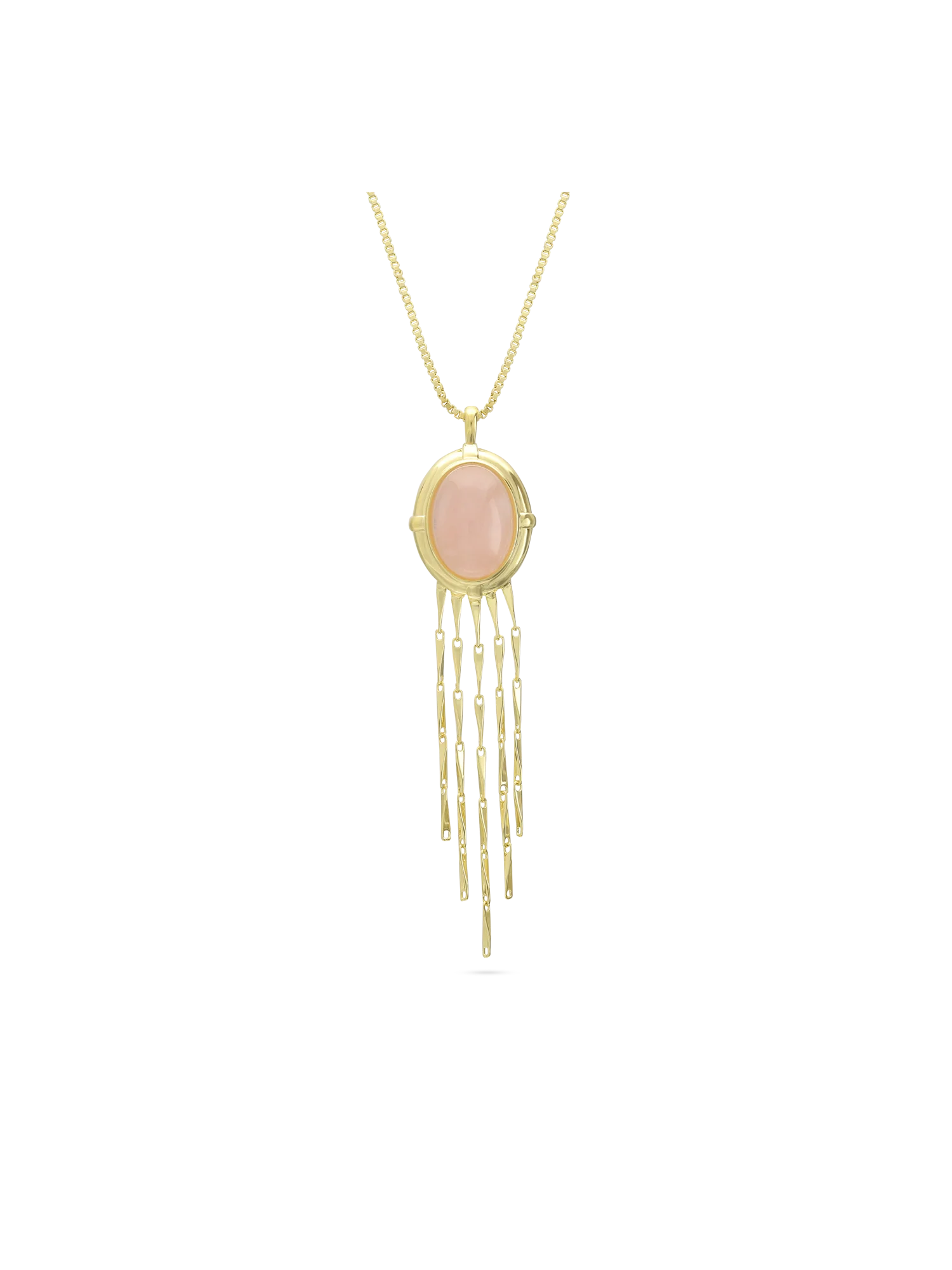Fio com pendente vintage banhado a ouro com quartzo rosa
