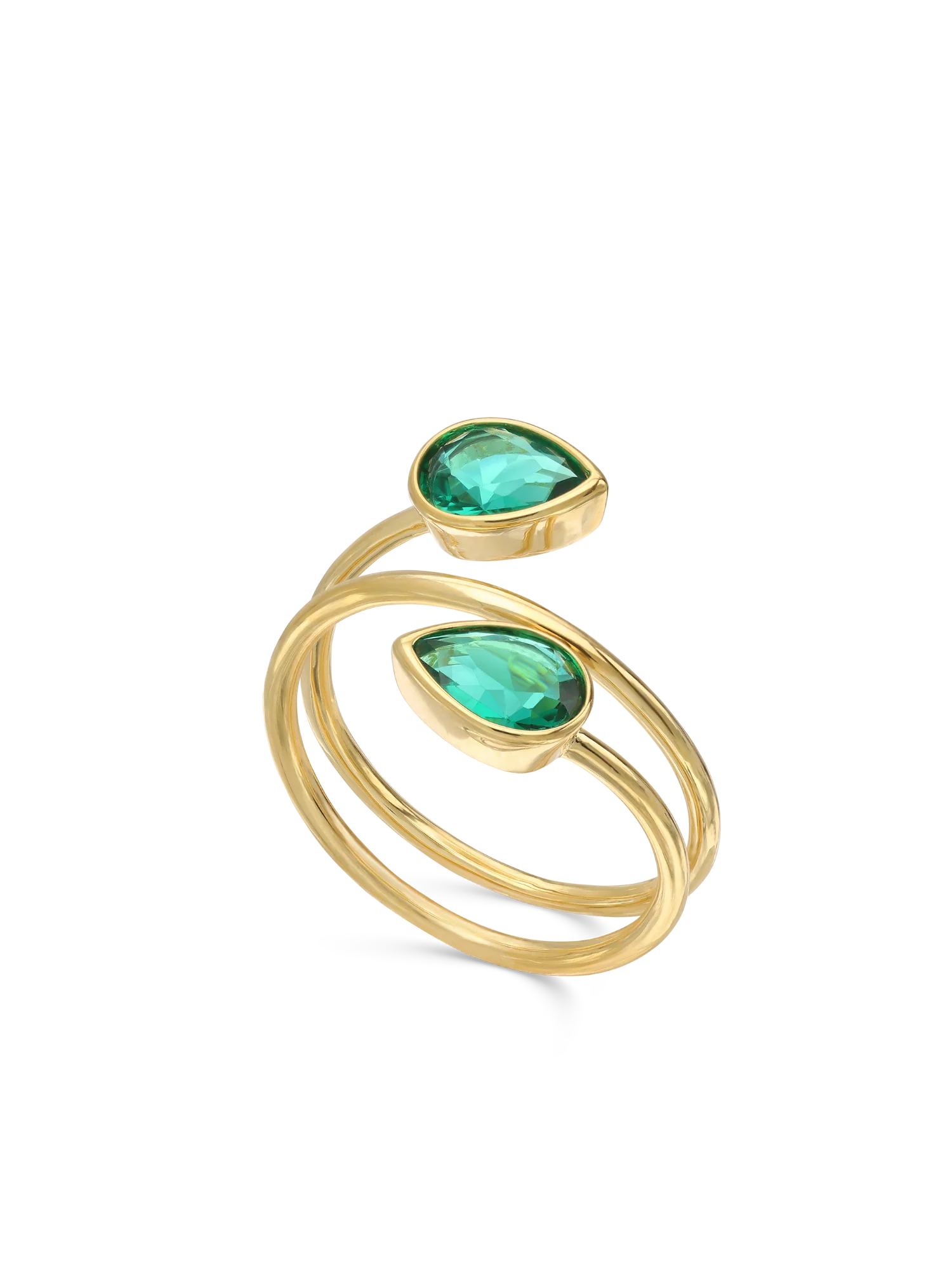 Anel banhado a ouro com quartzo verde