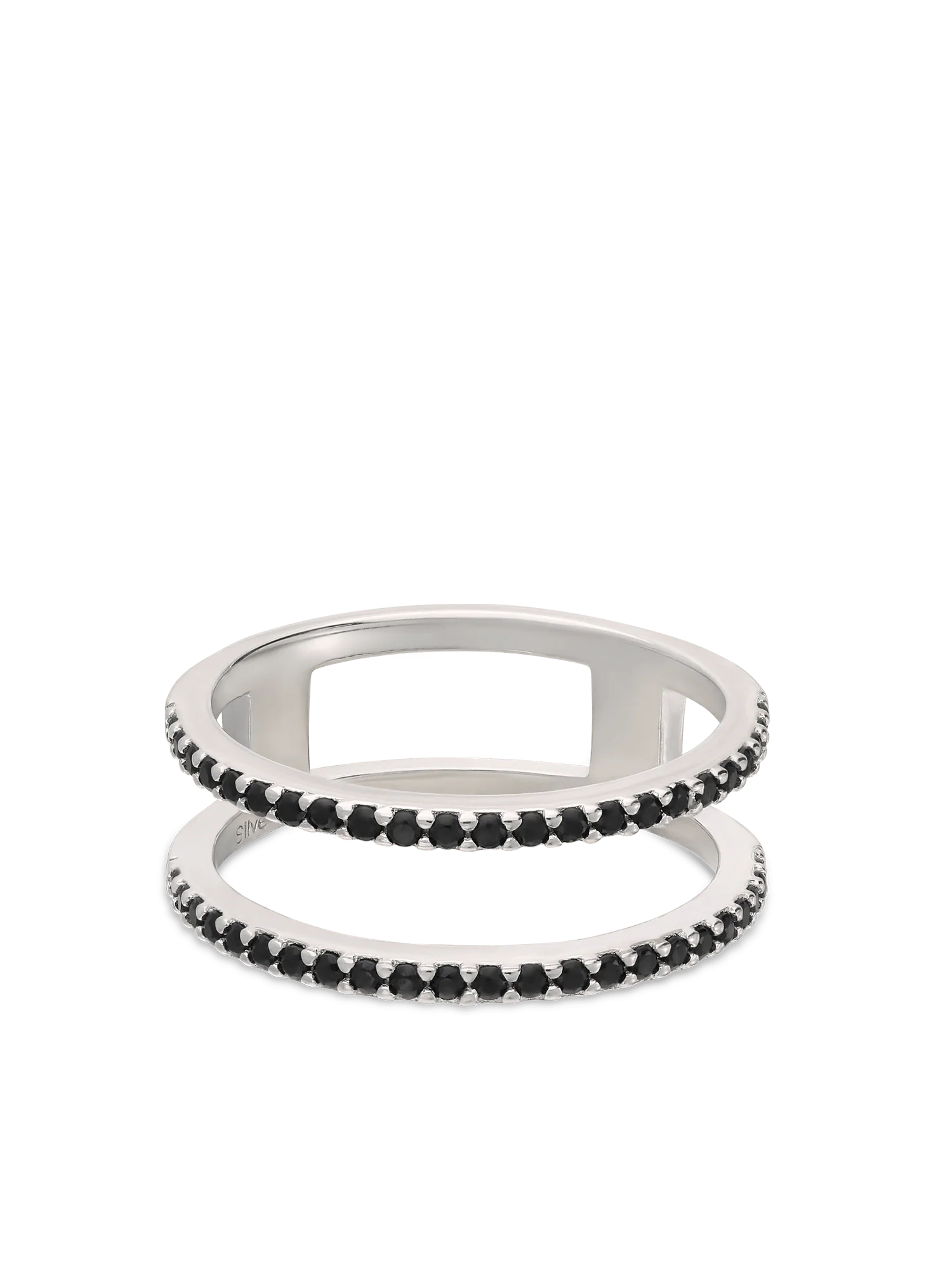 Anel em prata 925 com zircónias pretas - Image 2