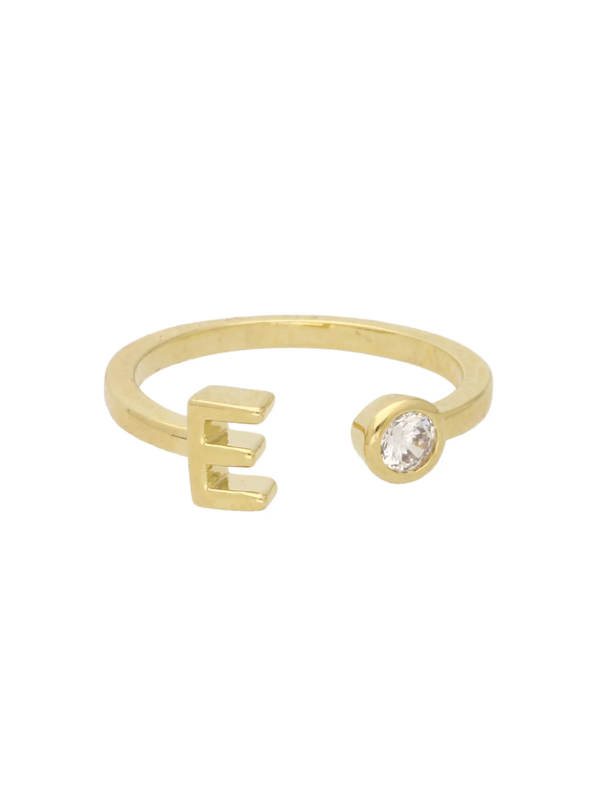 Anel "E" banhado a ouro com zircónia - Image 2