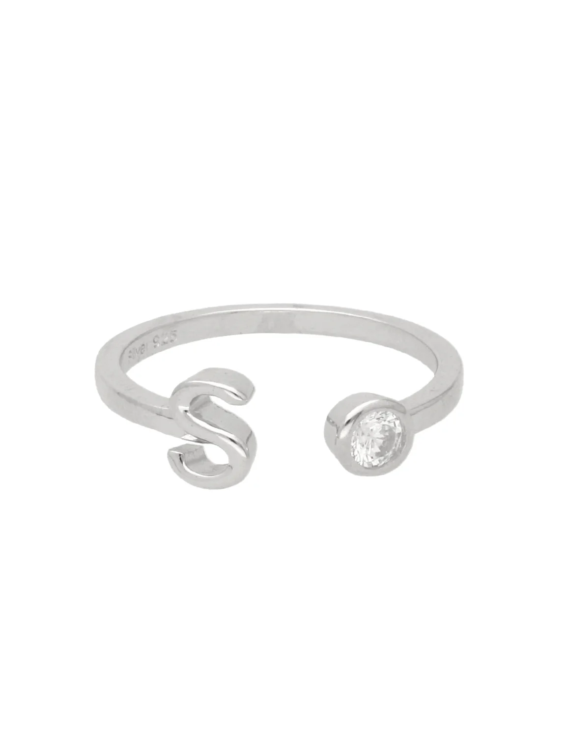 Anel "S" em prata 925 com zircónia - Image 2
