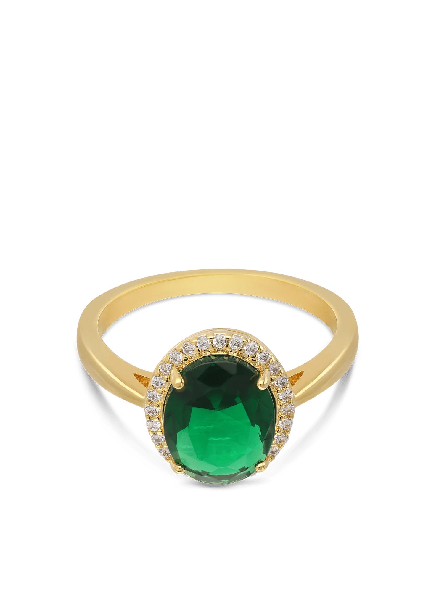 Anel banhado a ouro com zircónia verde - Image 2