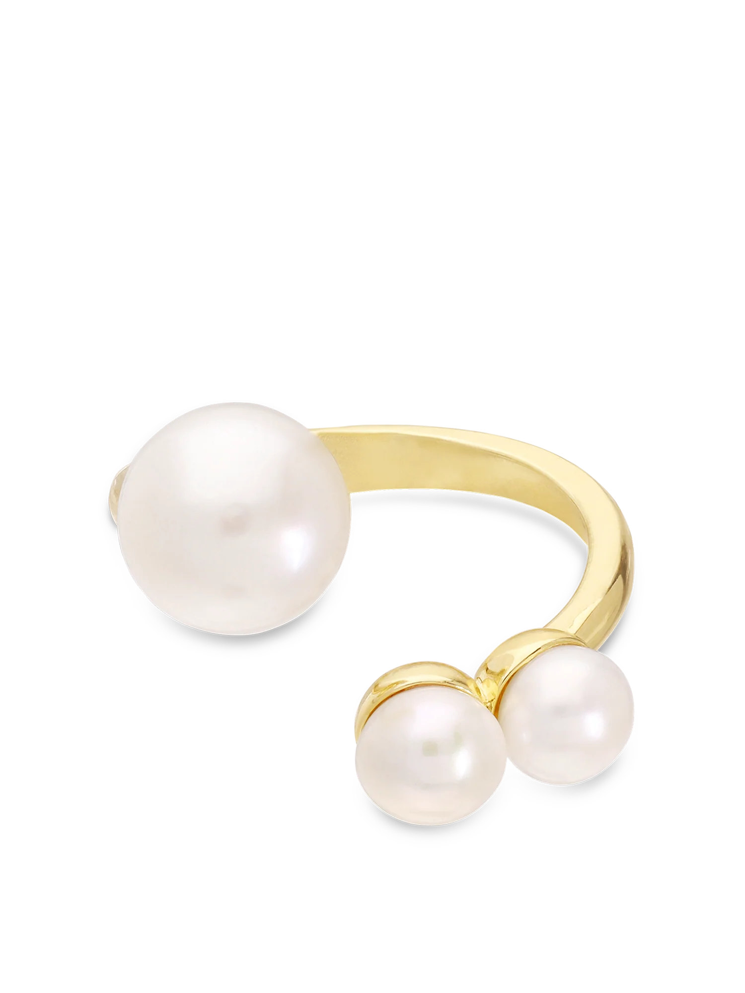 Anel delicado banhado a ouro com pérolas - Image 2