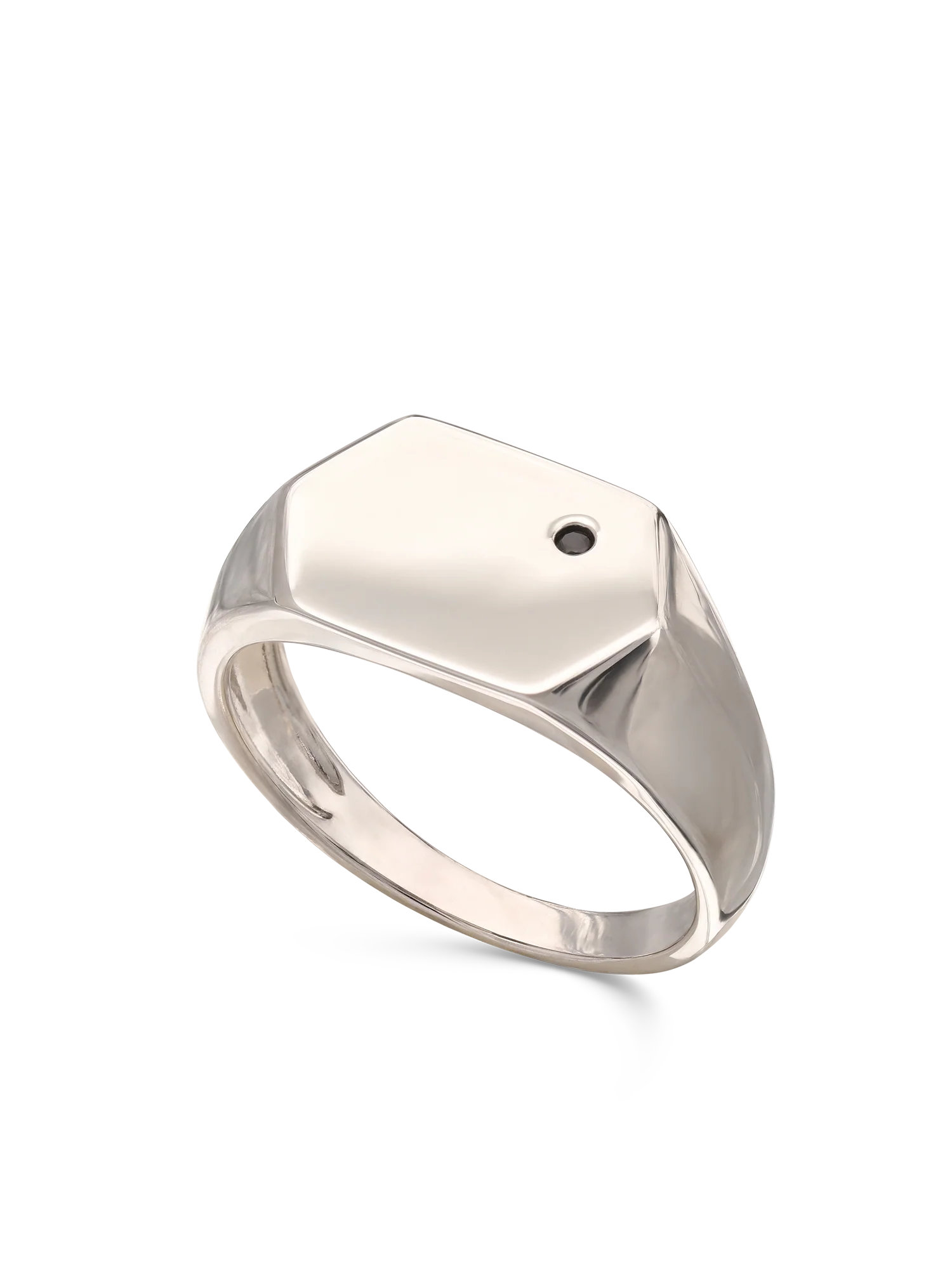 Anel masculino em prata 925 com zircónia preta