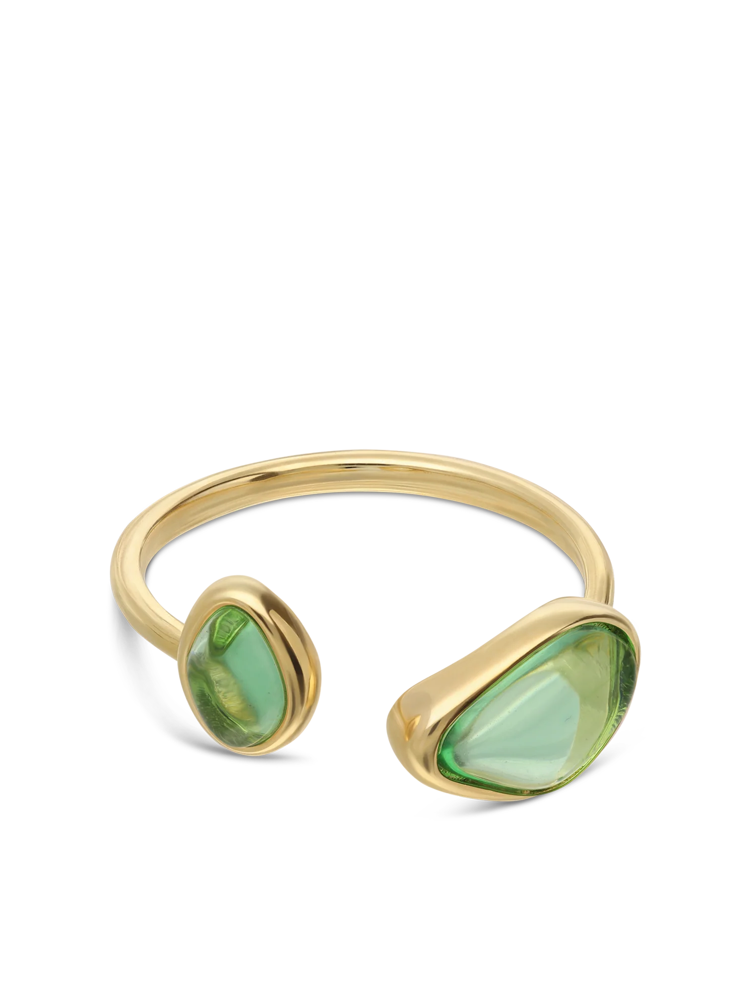 Anel banhado a ouro com vidro cristal verde - Image 2